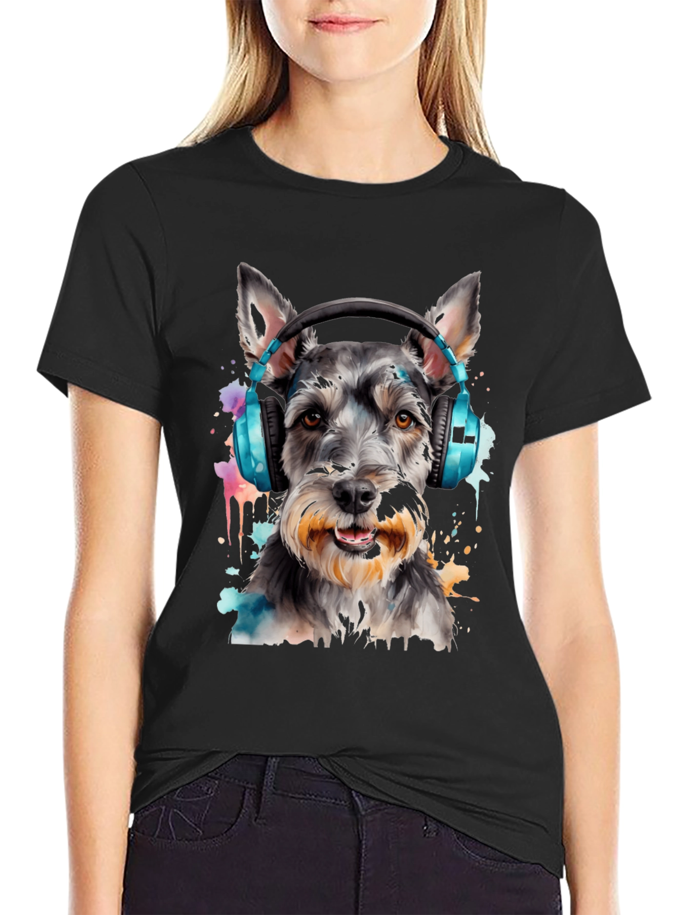 Schnauzer Headphones T-Shirt – Music Dog Lover Graphic Tee