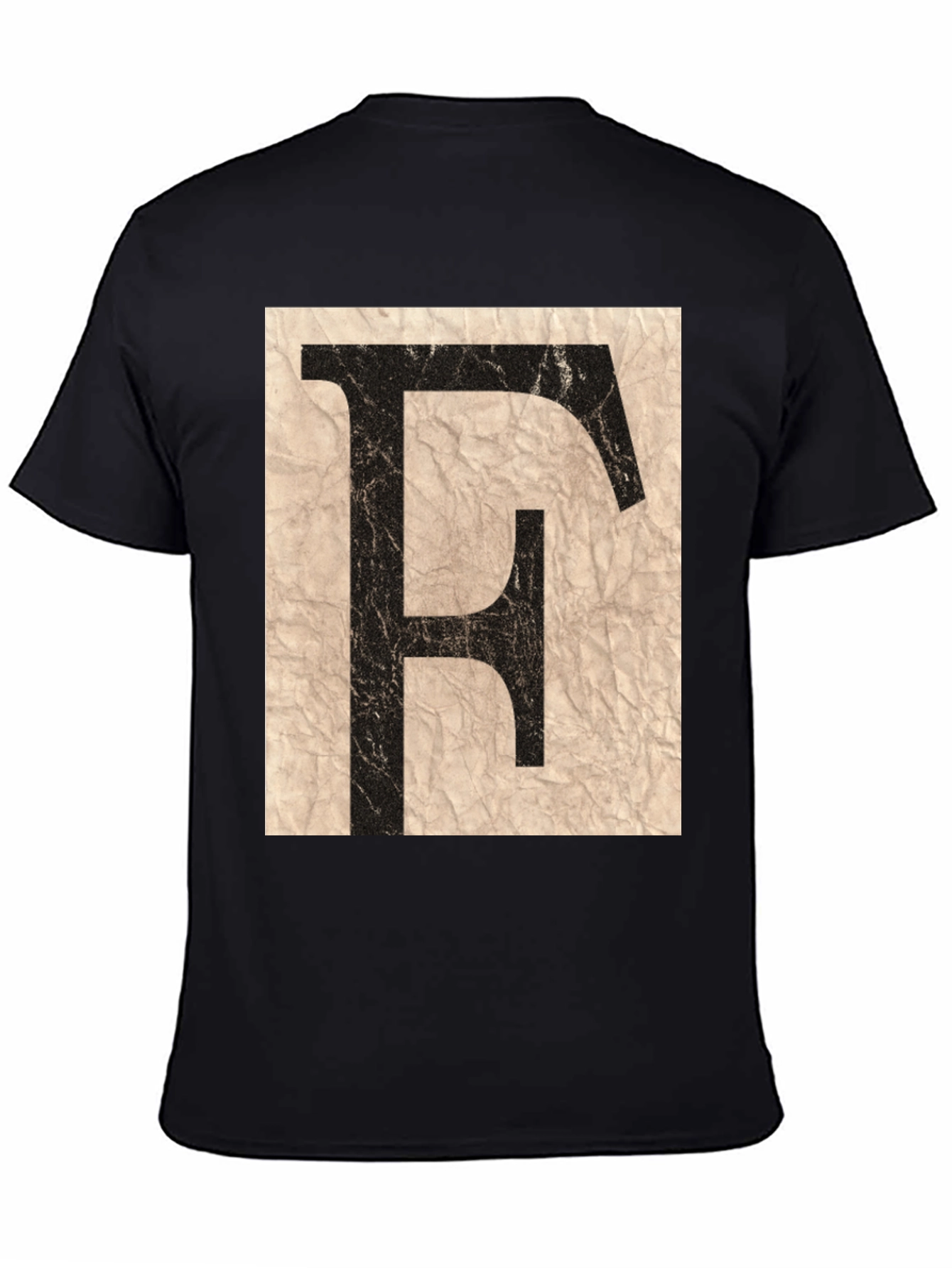 Distressed Letter F Black T-Shirt
