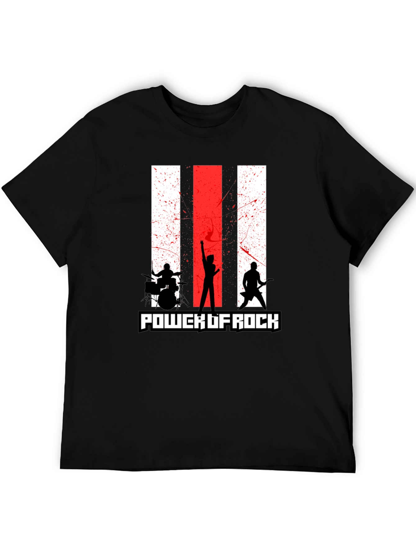 Power of Rock Band T-Shirt - Black Crew Neck