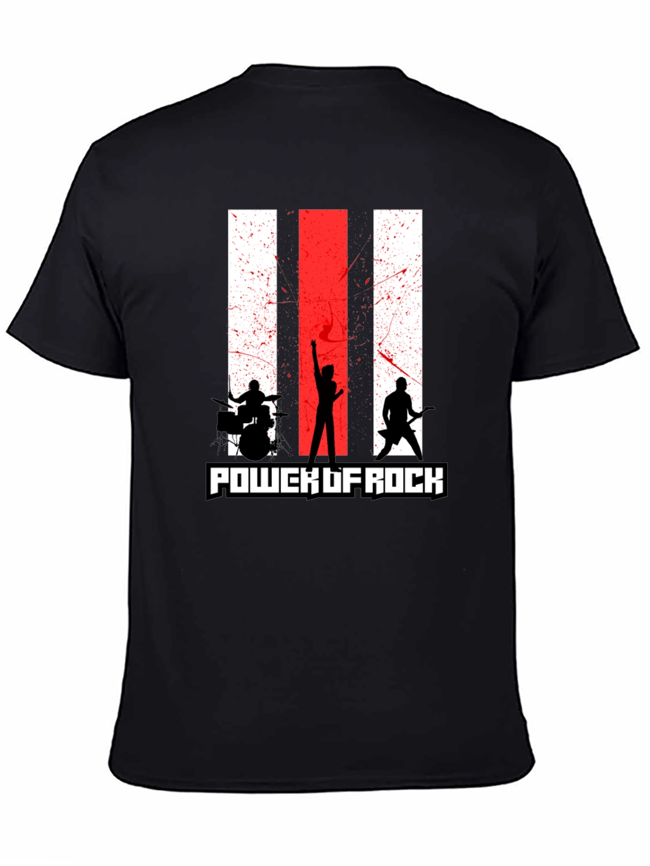 Power of Rock Band T-Shirt - Black Crew Neck