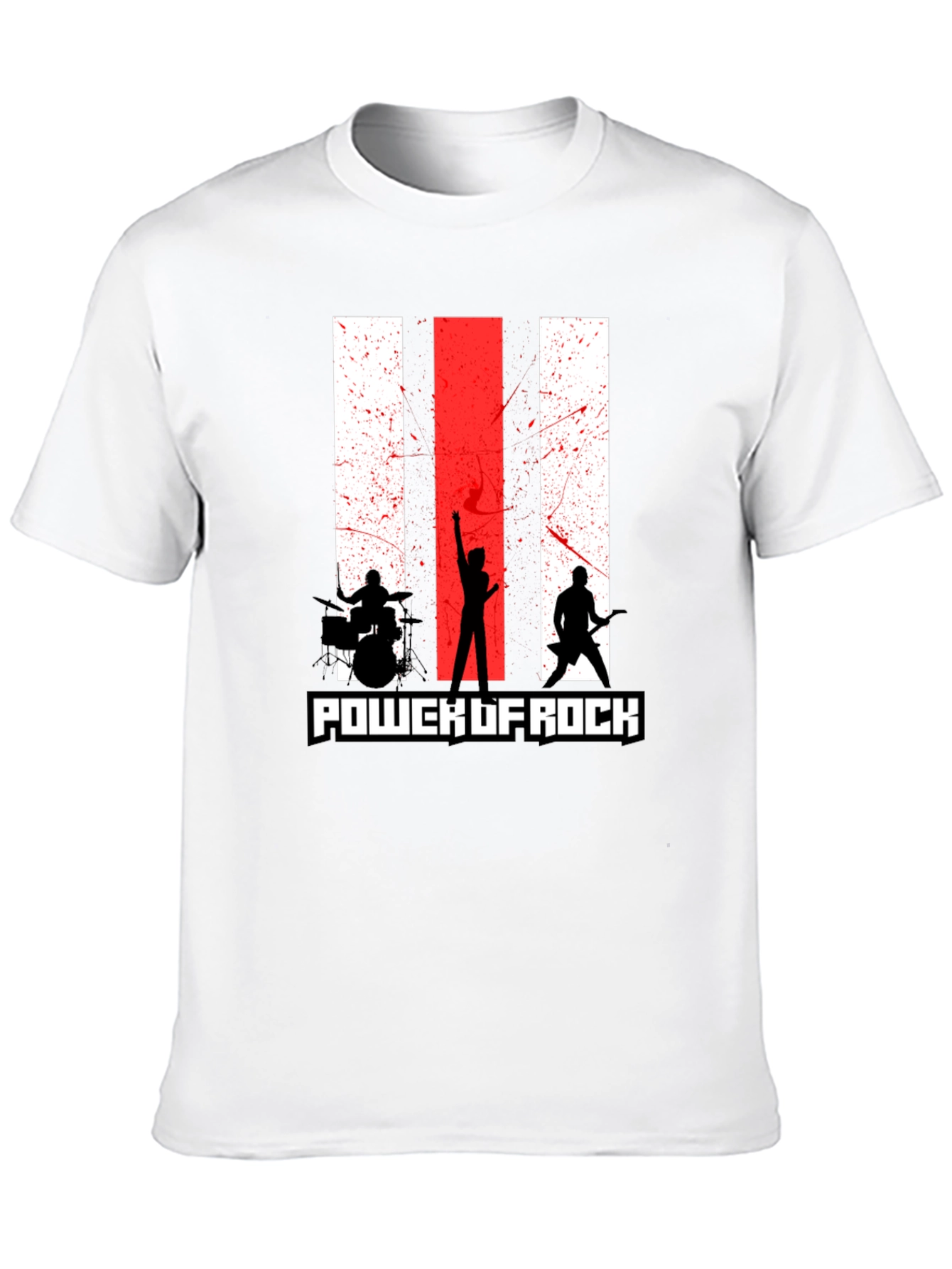 Power of Rock Band T-Shirt - Black Crew Neck