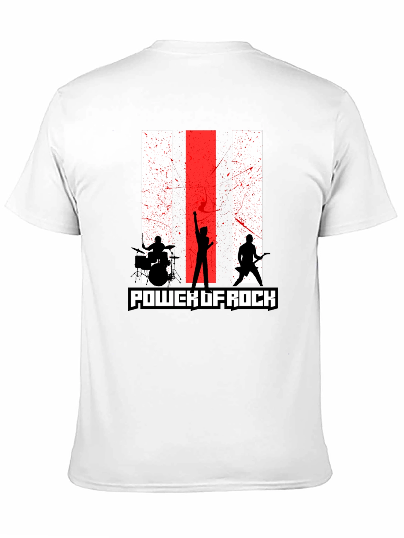 Power of Rock Band T-Shirt - Black Crew Neck