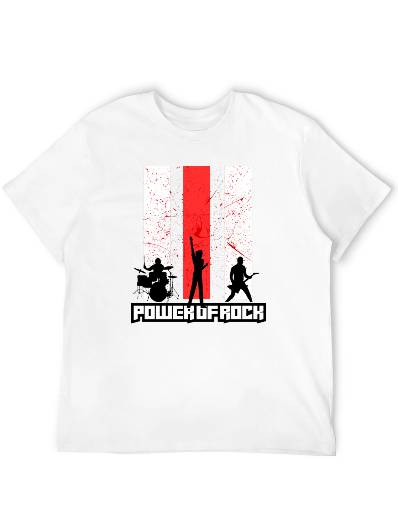 Power of Rock Band T-Shirt - Black Crew Neck