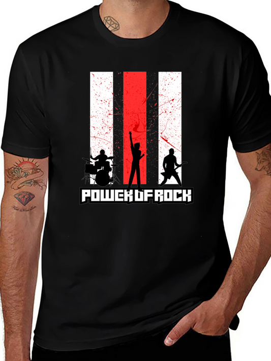 Power of Rock Band T-Shirt - Black Crew Neck