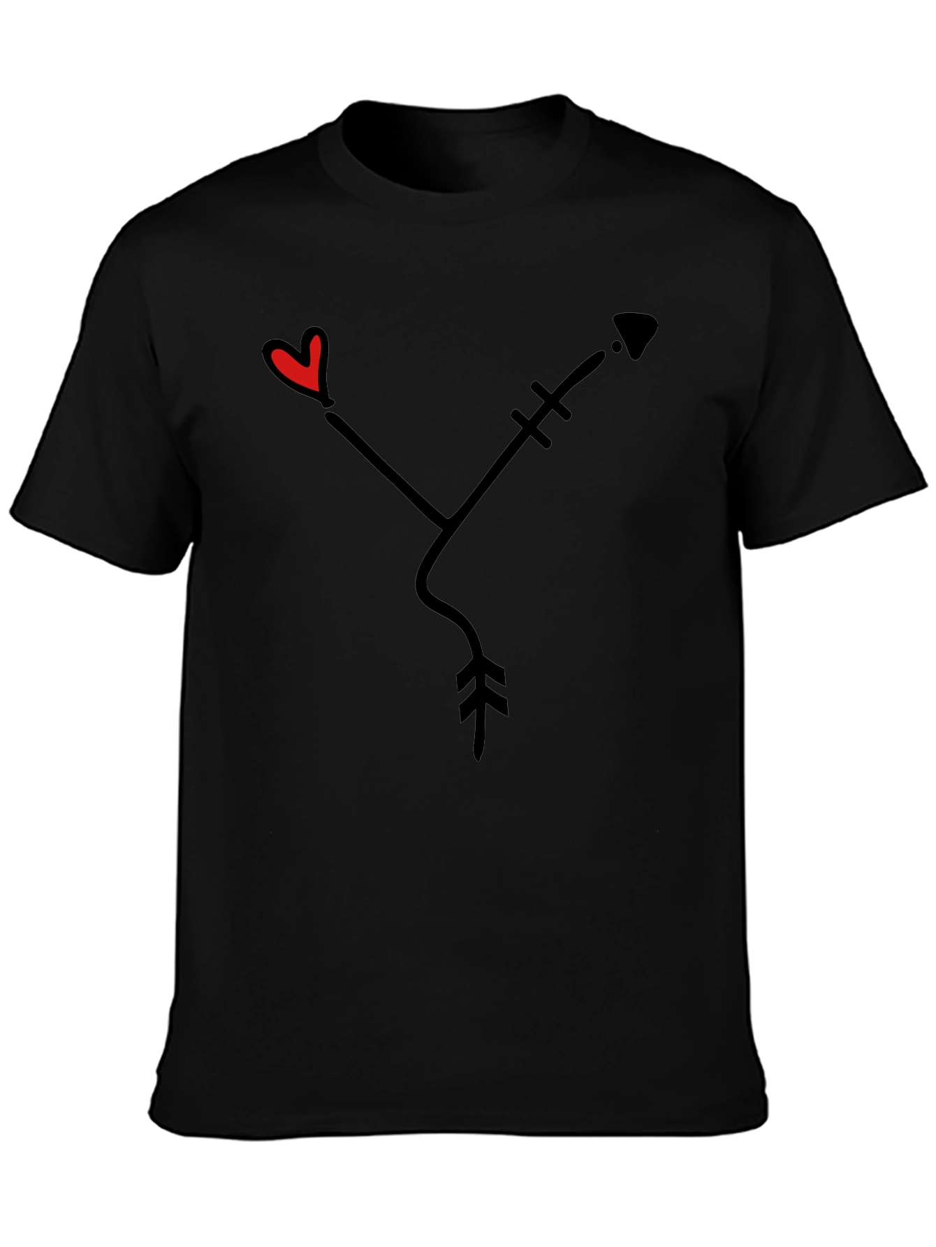 Heart Arrow Graphic Tee - Black Casual Shirt