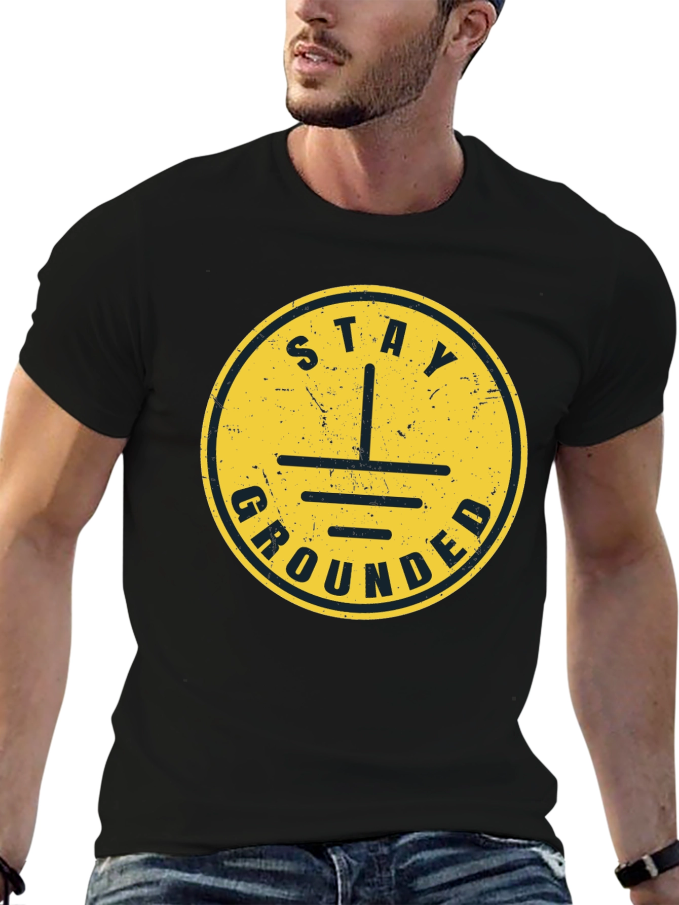 Stay Grounded T-Shirt - Black Graphic Tee