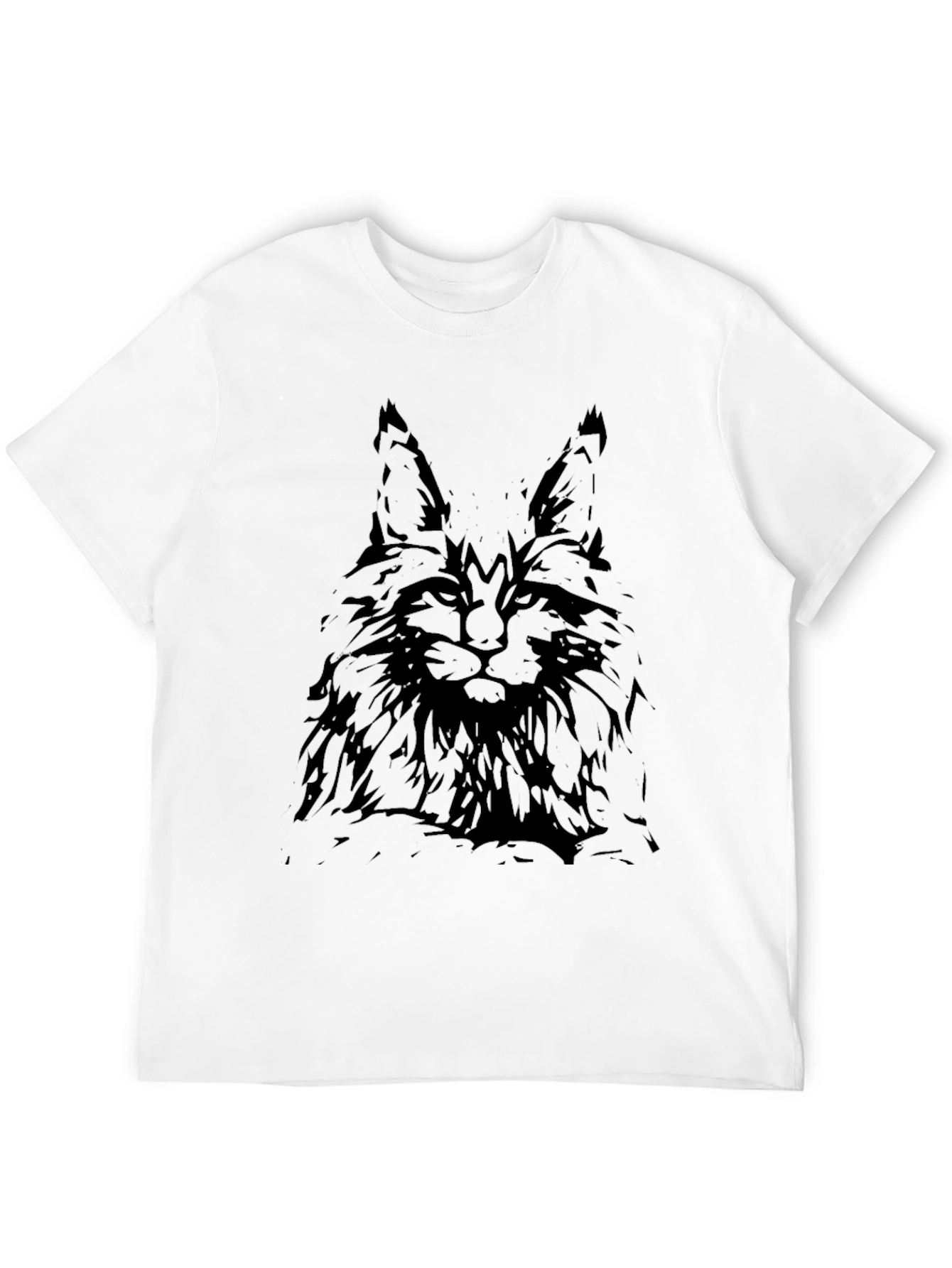 Mens Black T-Shirt with Cat Graphic