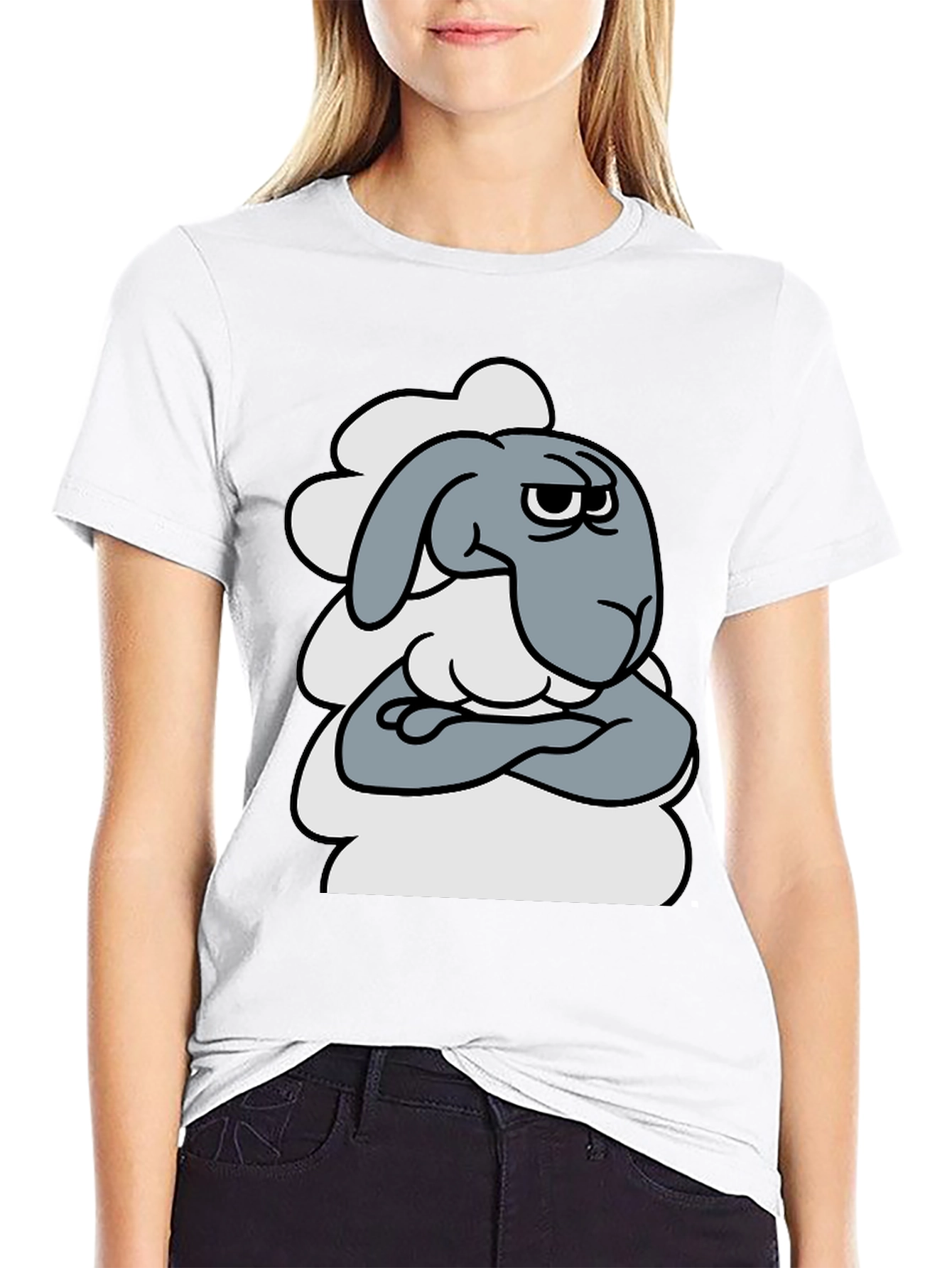 Grumpy Cartoon Sheep T-Shirt - Funny Animal Graphic Tee
