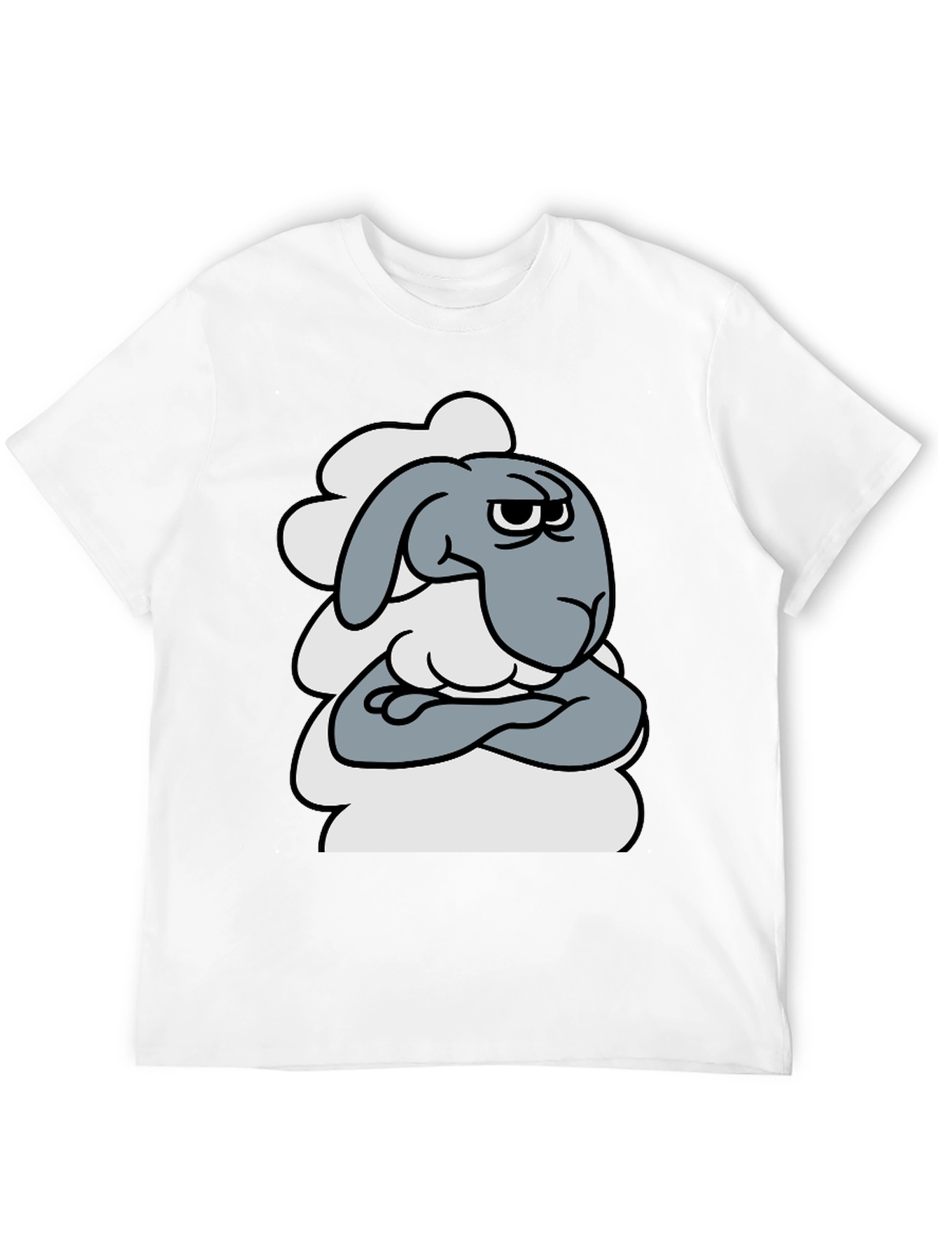 Grumpy Cartoon Sheep T-Shirt - Funny Animal Graphic Tee