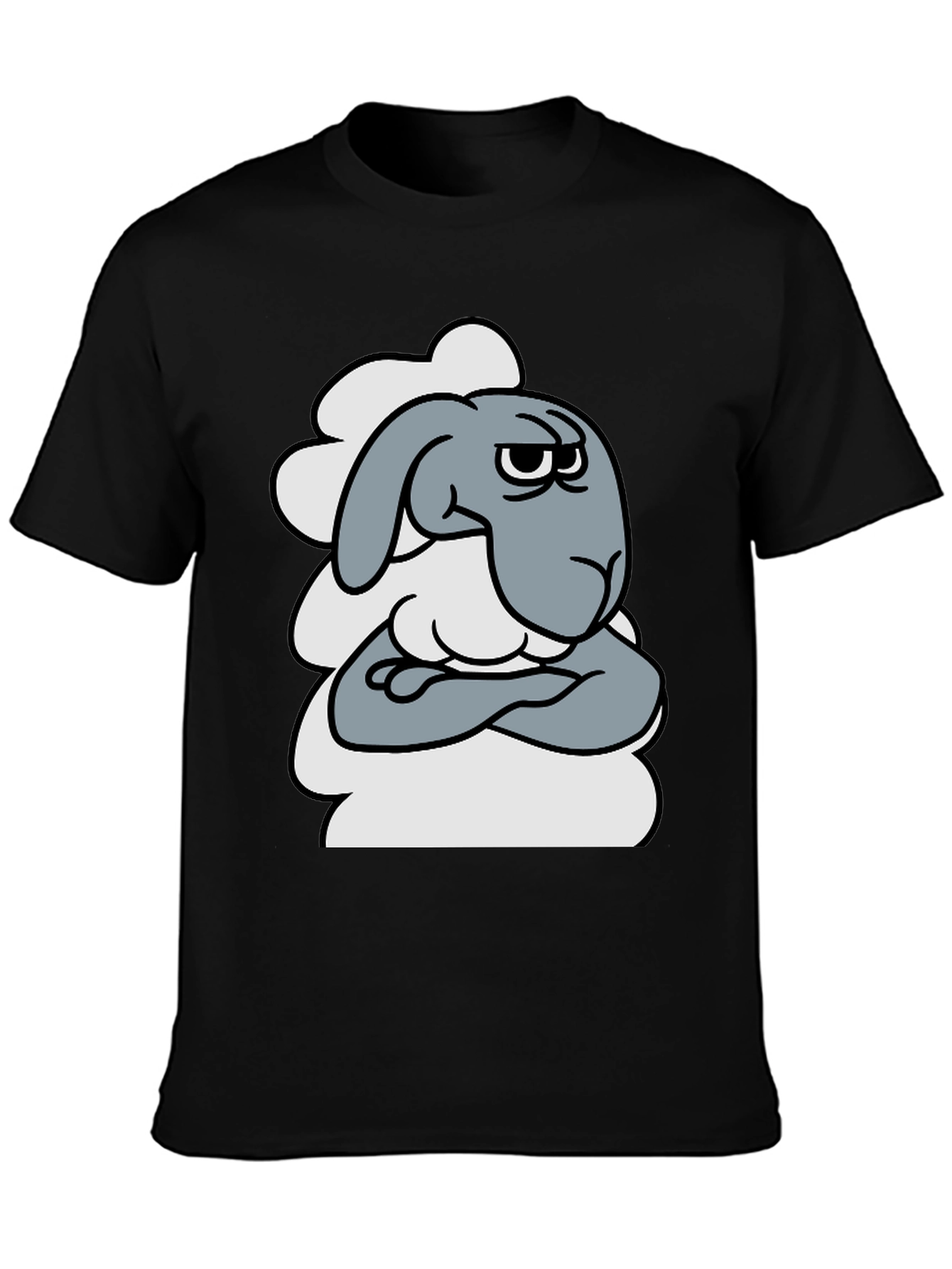 Grumpy Cartoon Sheep T-Shirt - Funny Animal Graphic Tee