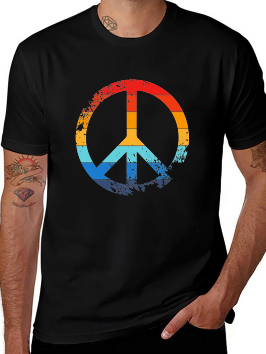 Retro Peace Sign Black Graphic T-Shirt