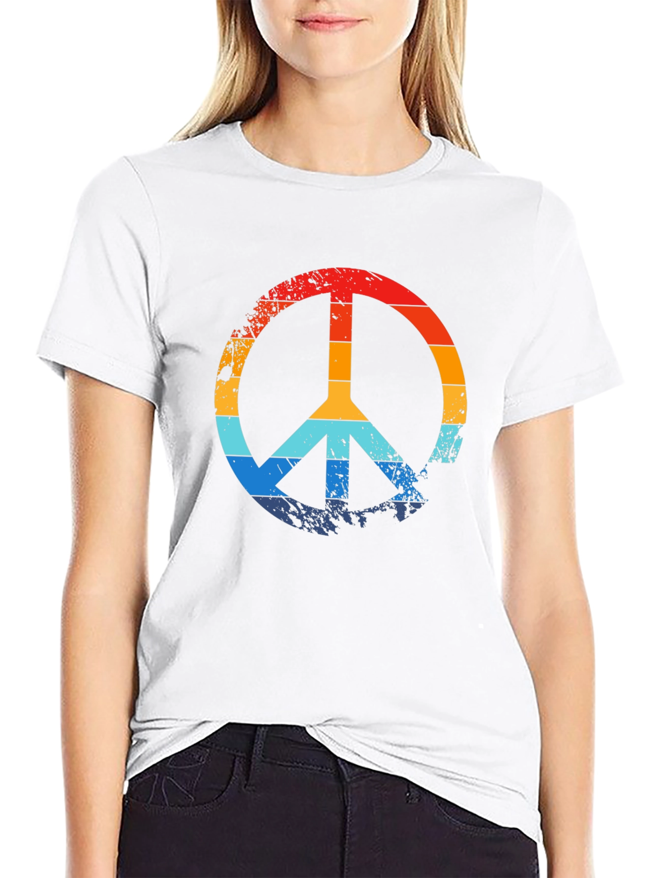 Retro Peace Sign Black Graphic T-Shirt