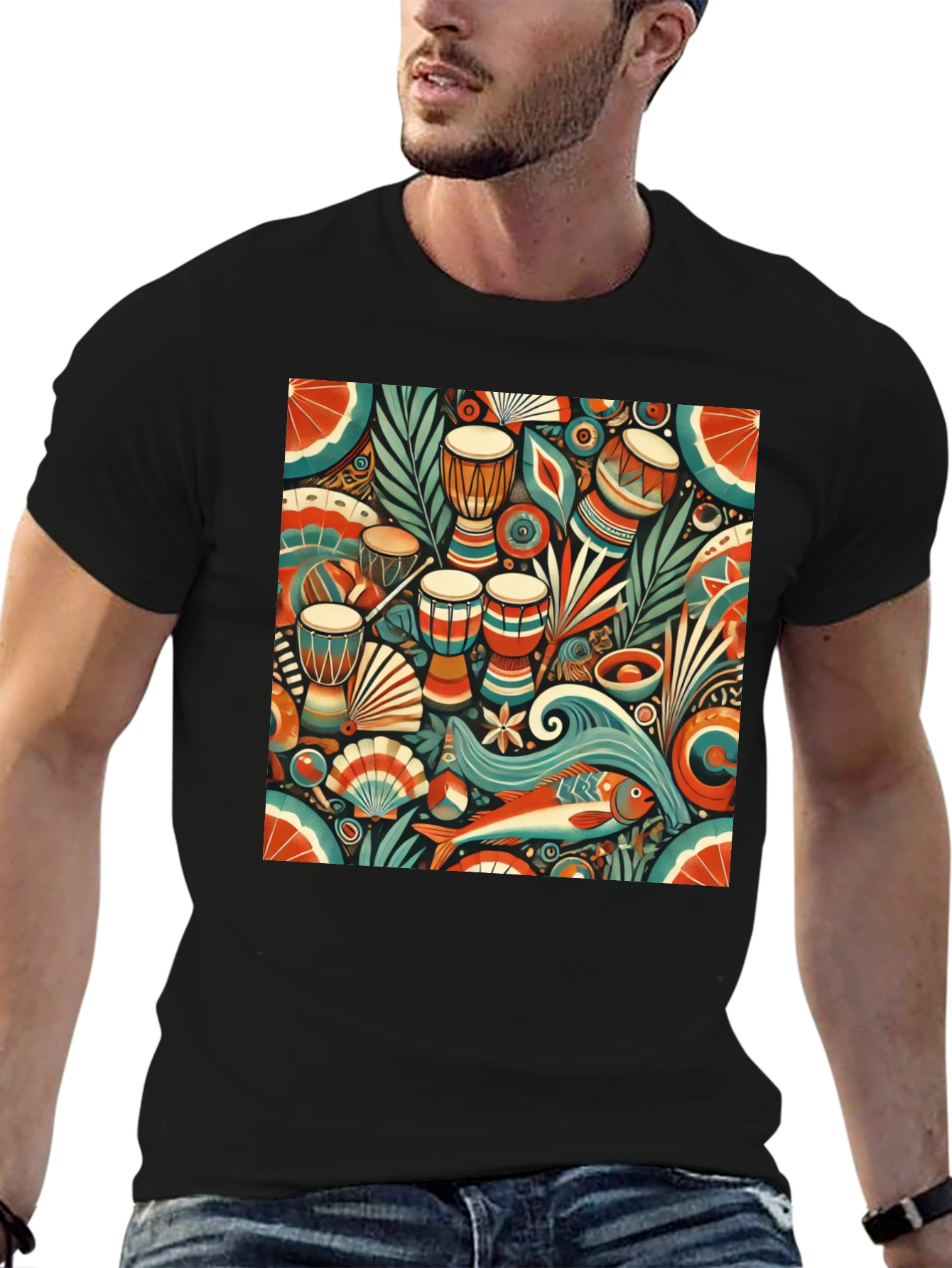 African Rhythm Graphic Tee - Unique Design