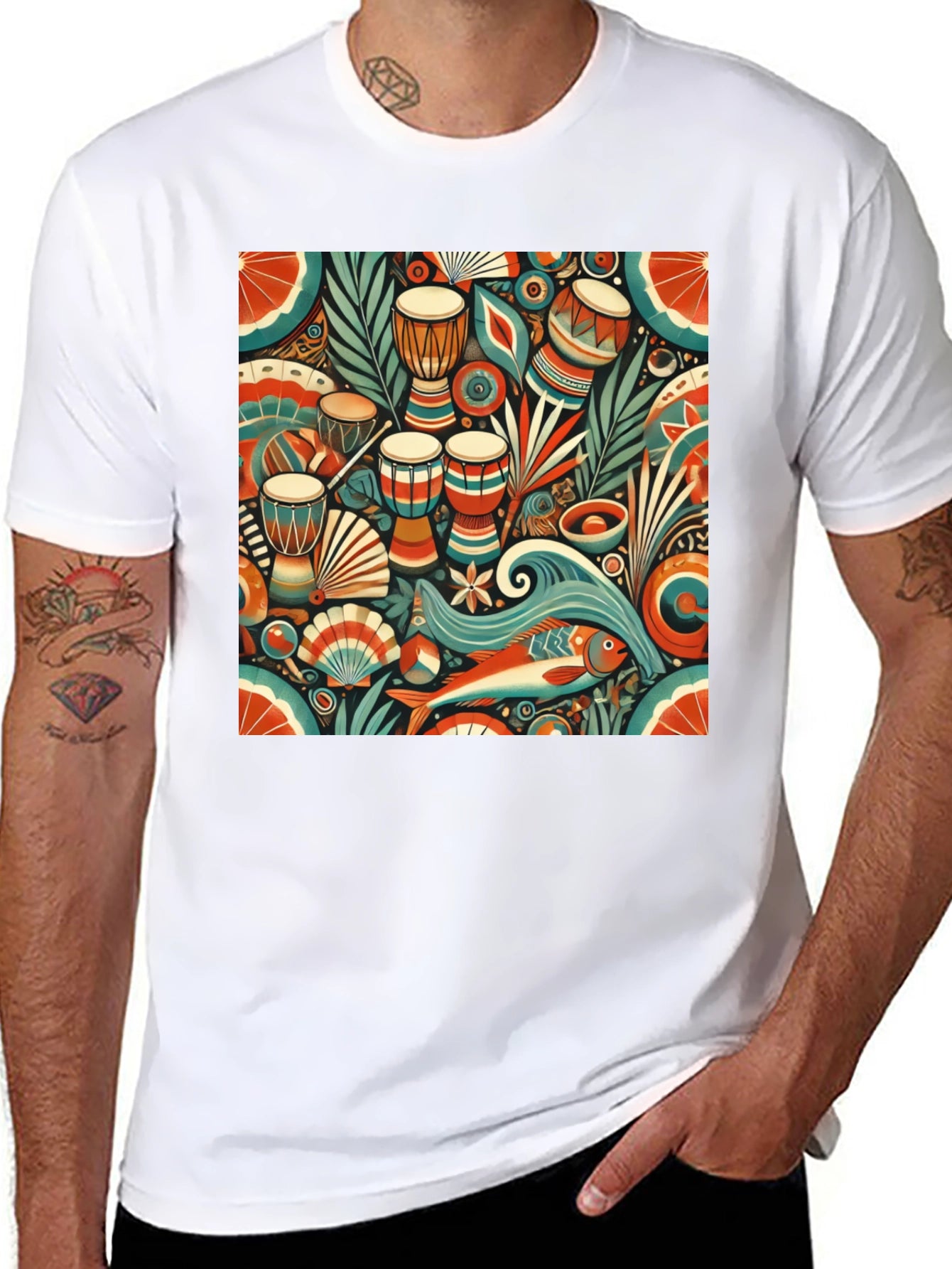 African Rhythm Graphic Tee - Unique Design