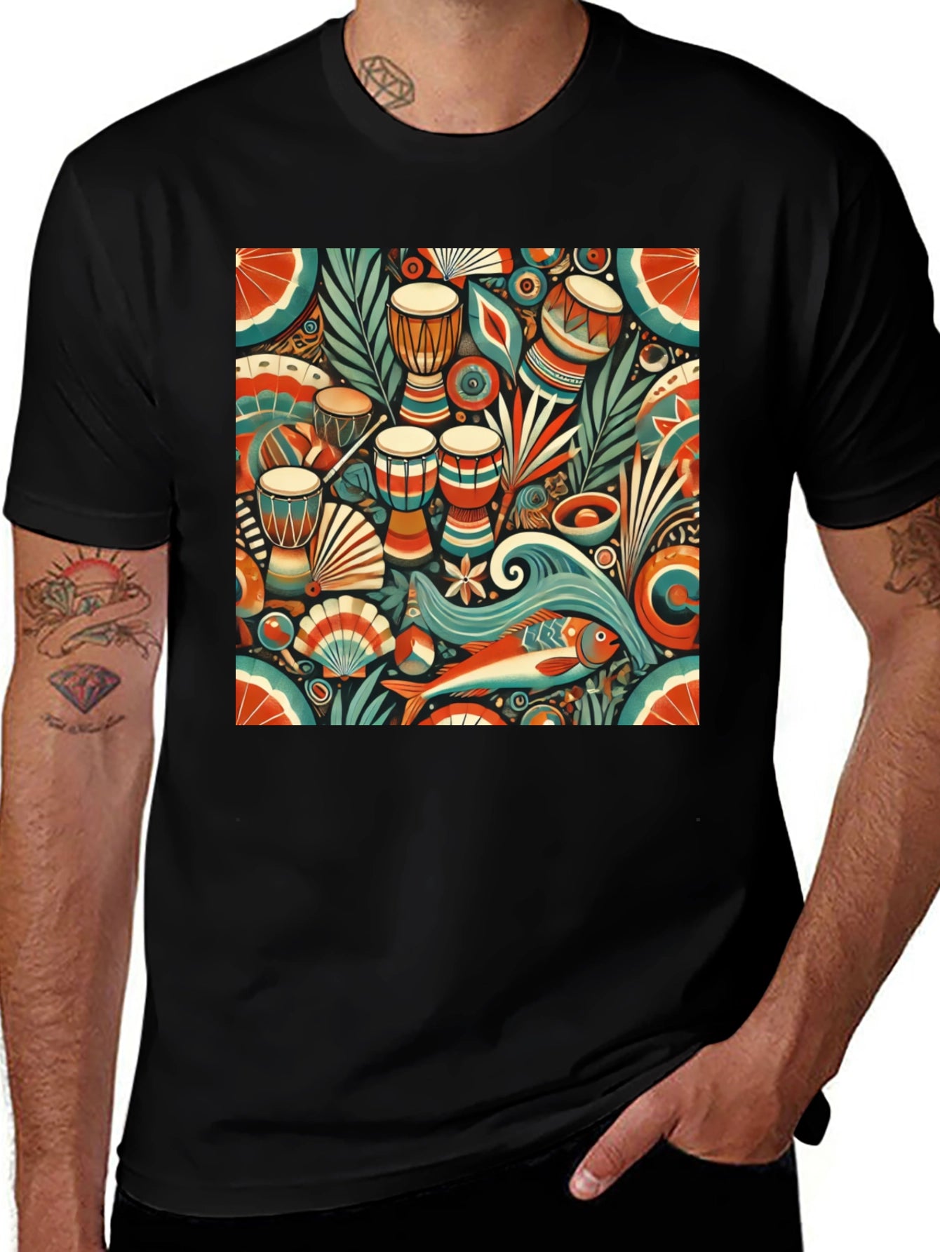 African Rhythm Graphic Tee - Unique Design