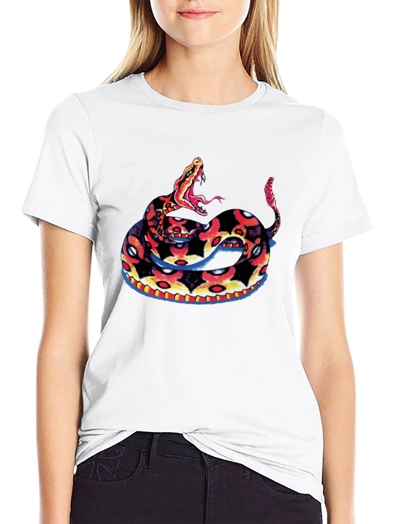 Black Tee with Rattlesnake Design