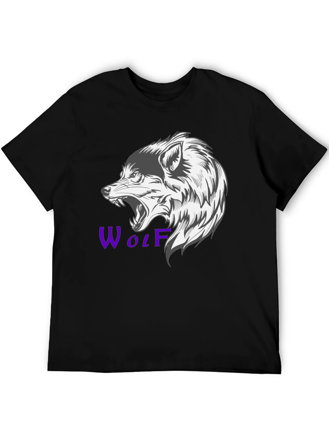 Mens Black Wolf Graphic T-Shirt