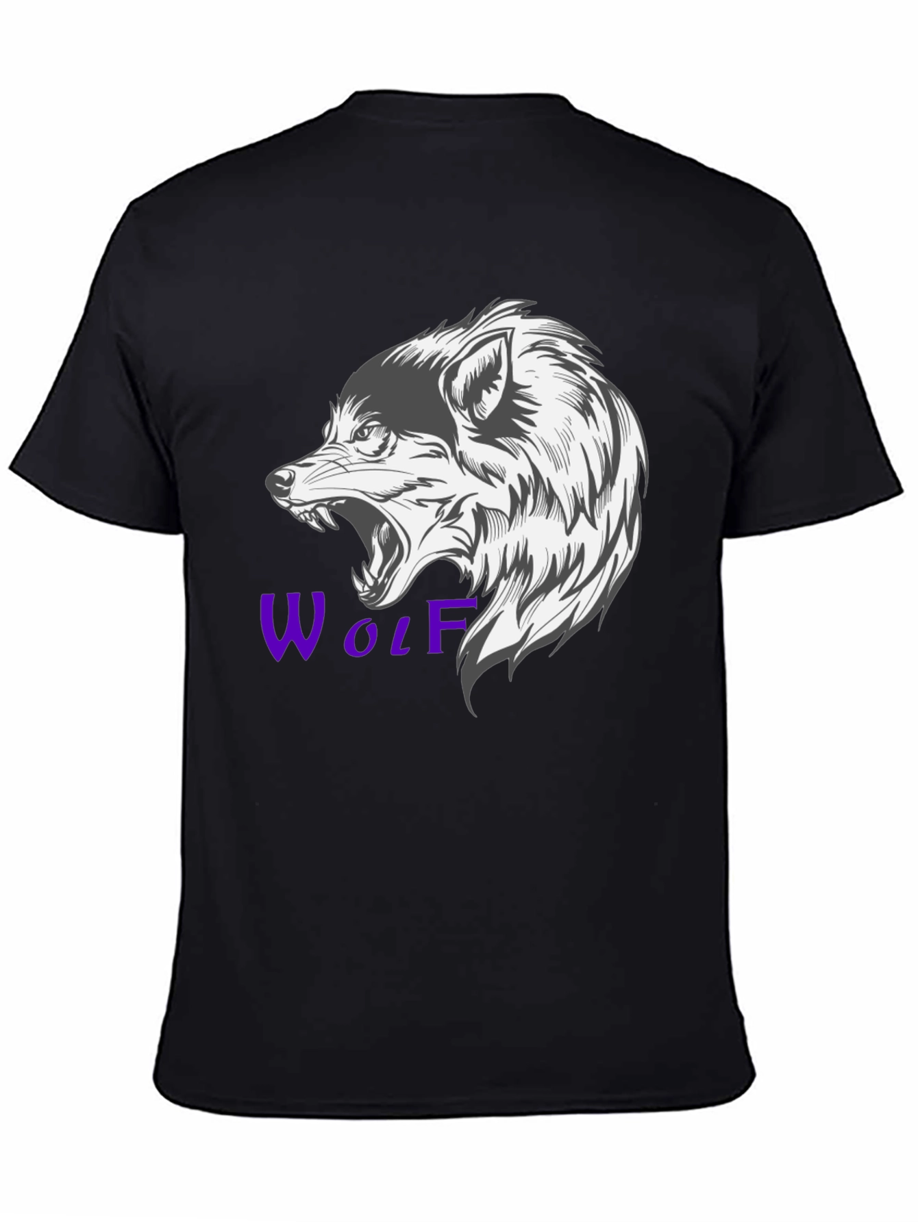 Mens Black Wolf Graphic T-Shirt