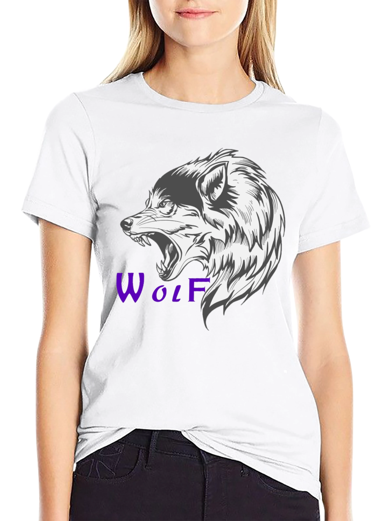 Mens Black Wolf Graphic T-Shirt
