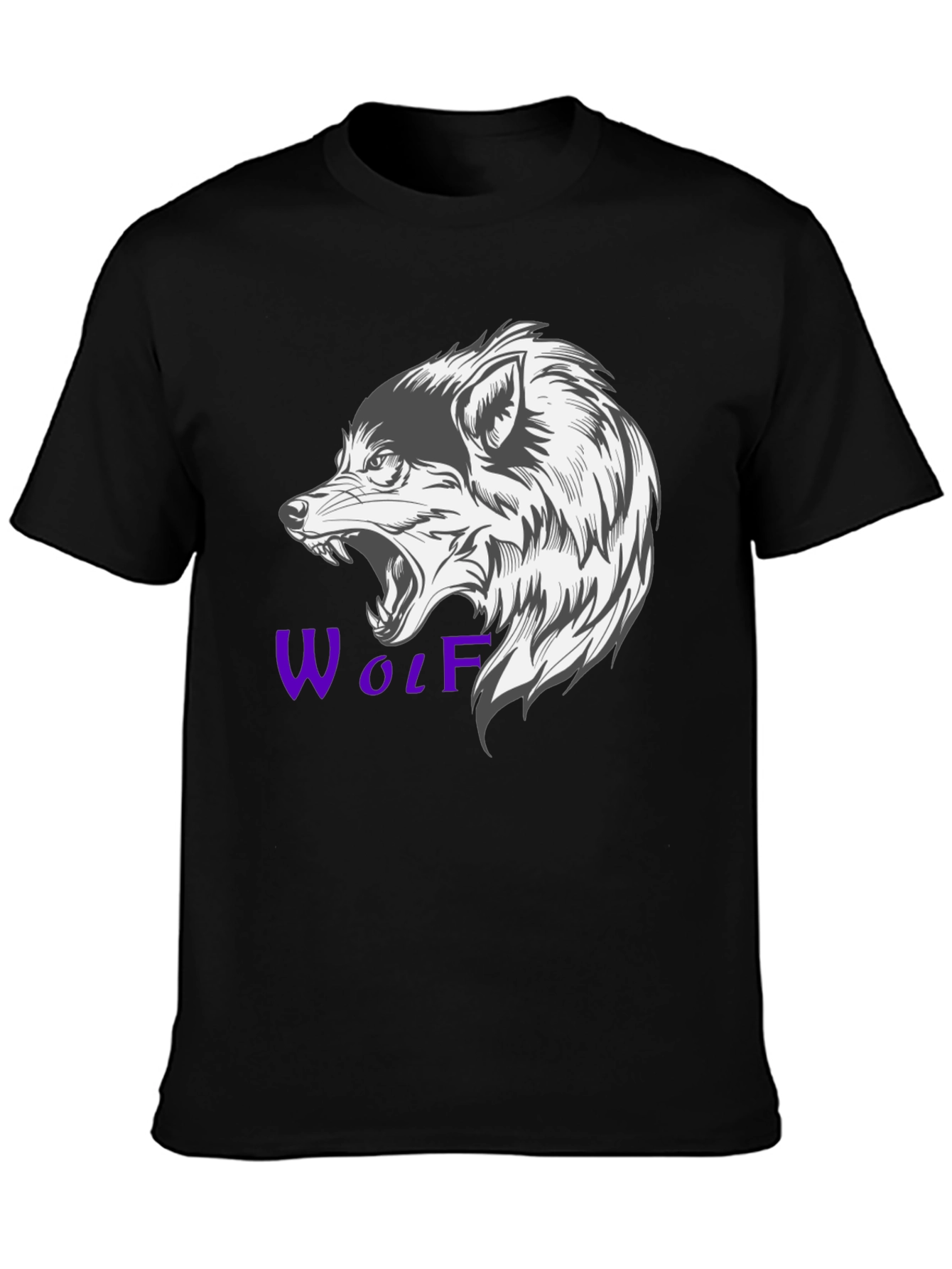 Mens Black Wolf Graphic T-Shirt