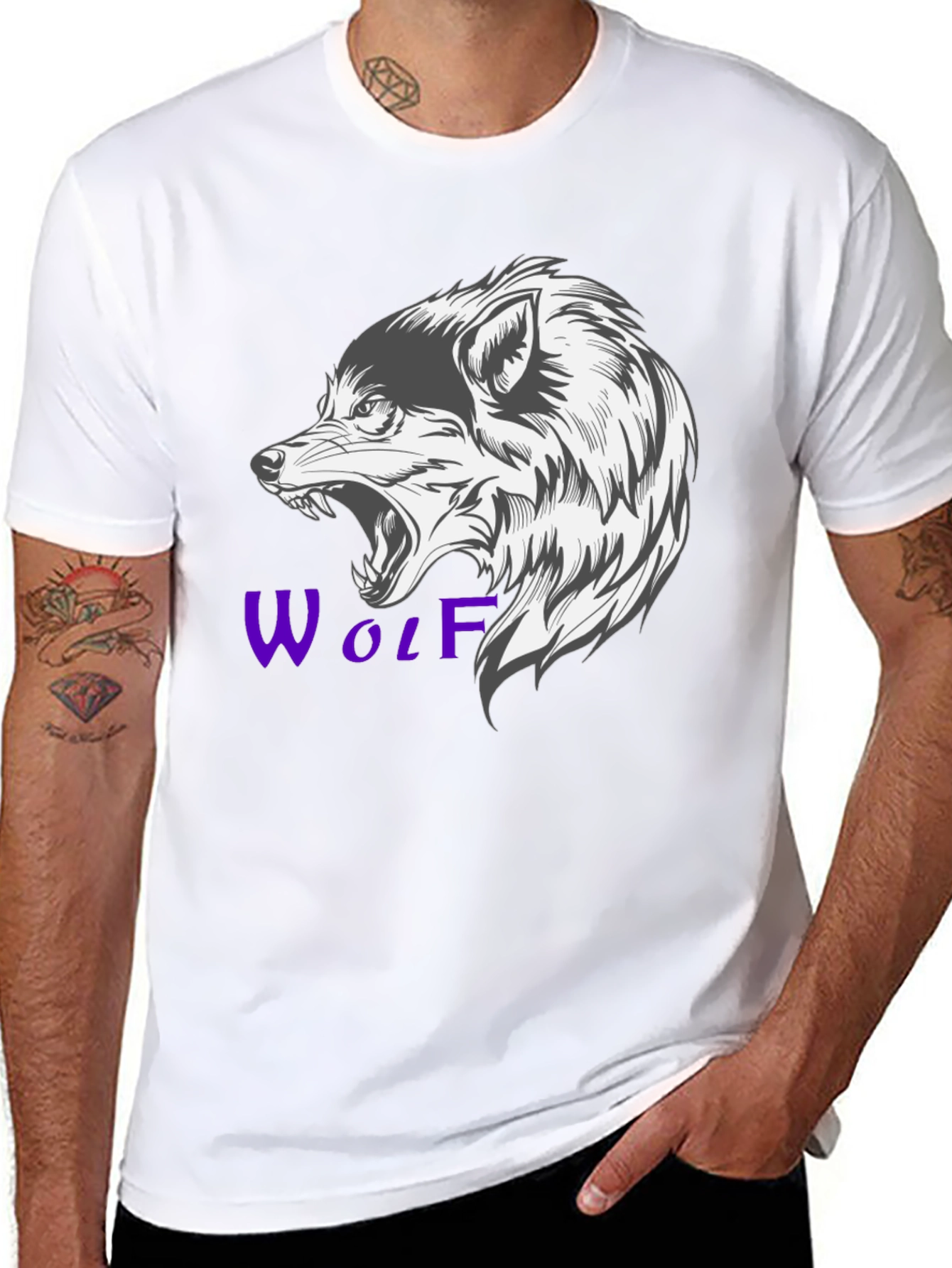 Mens Black Wolf Graphic T-Shirt