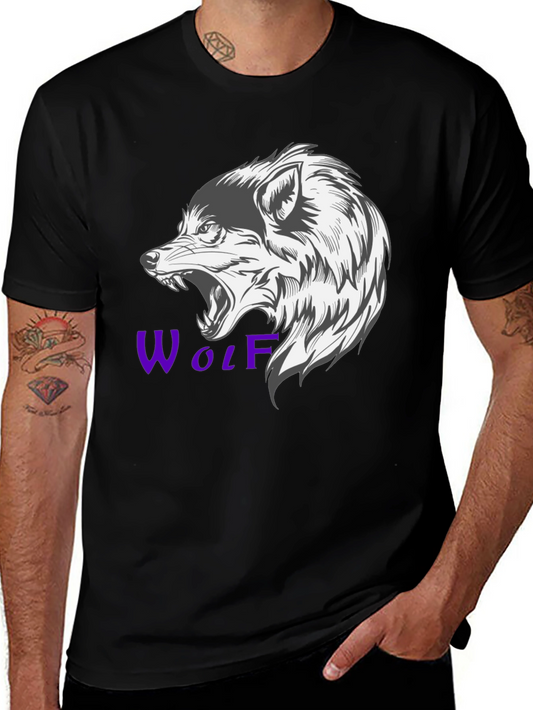 Mens Black Wolf Graphic T-Shirt