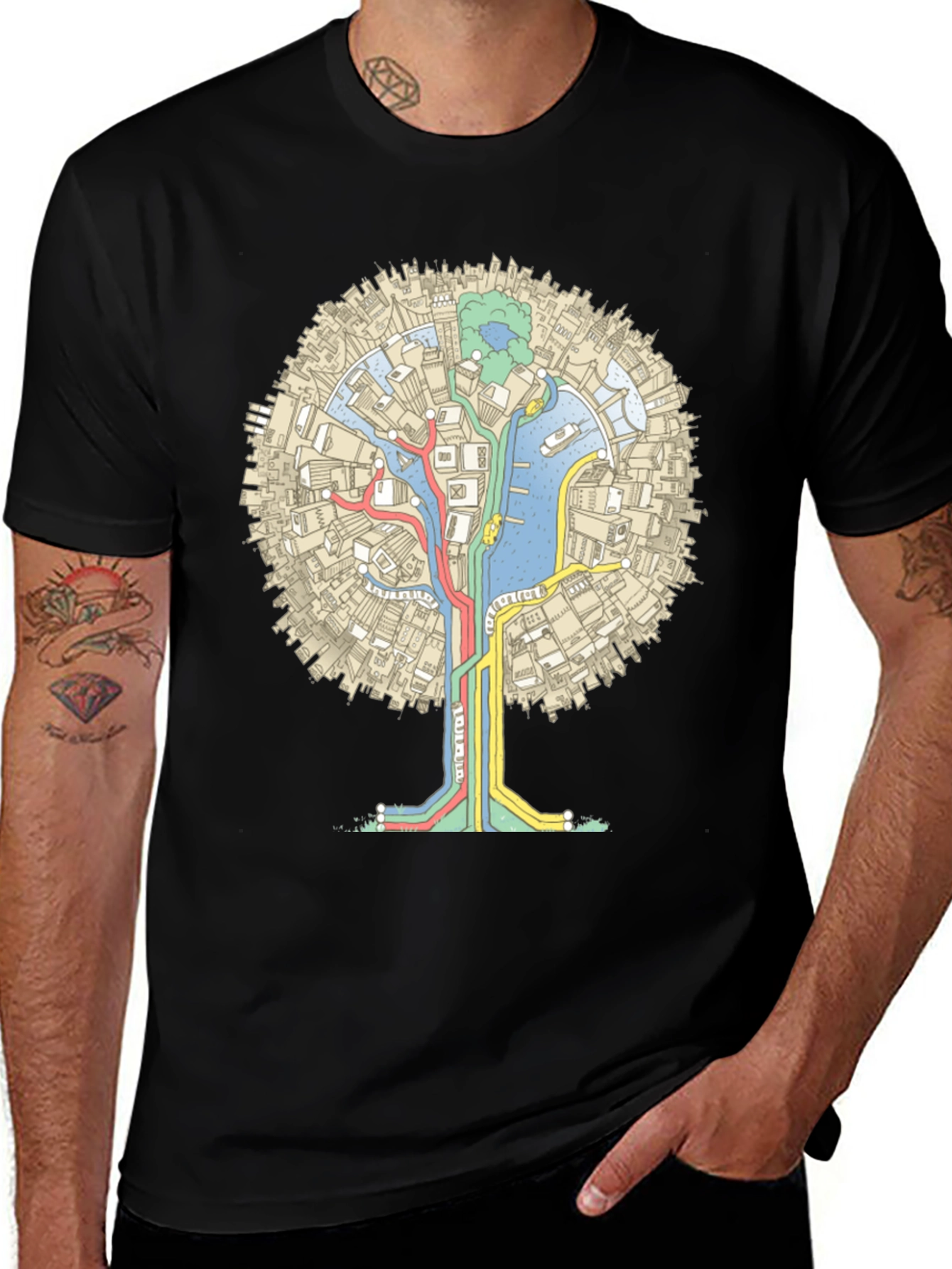 Urban Tree Graphic Tee - Black