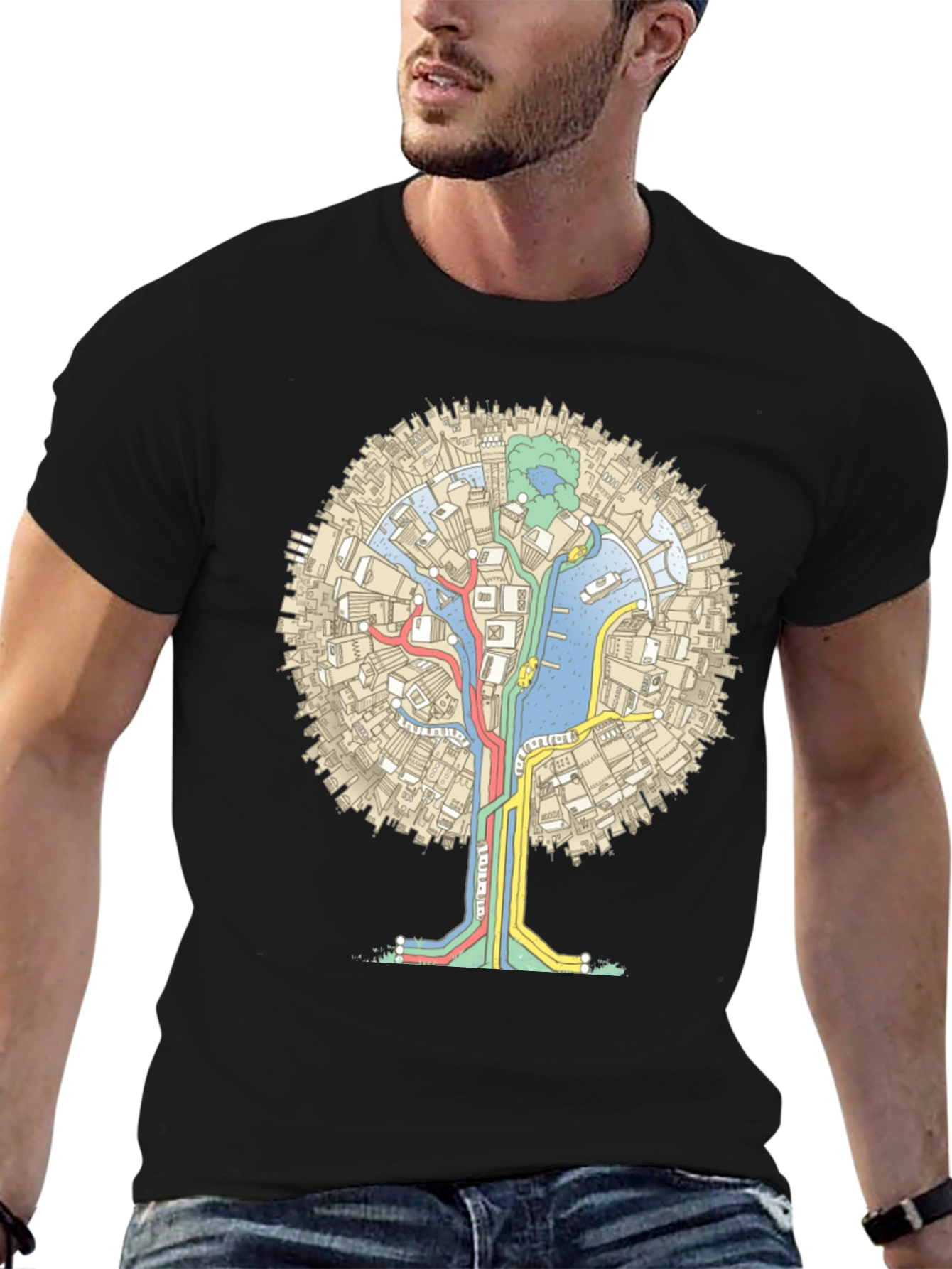Urban Tree Graphic Tee - Black