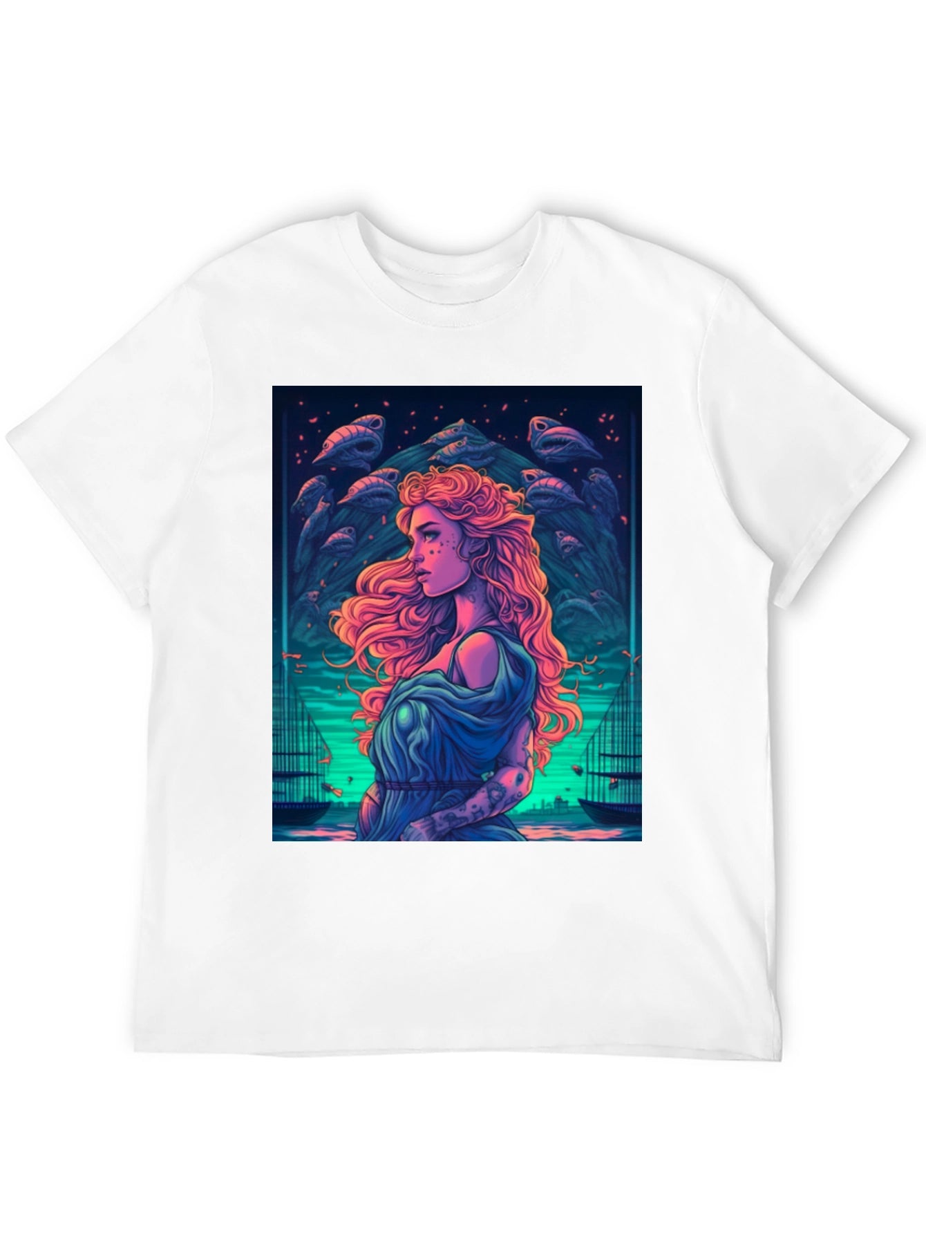 Mystic Sea Maiden Graphic T-Shirt - Black