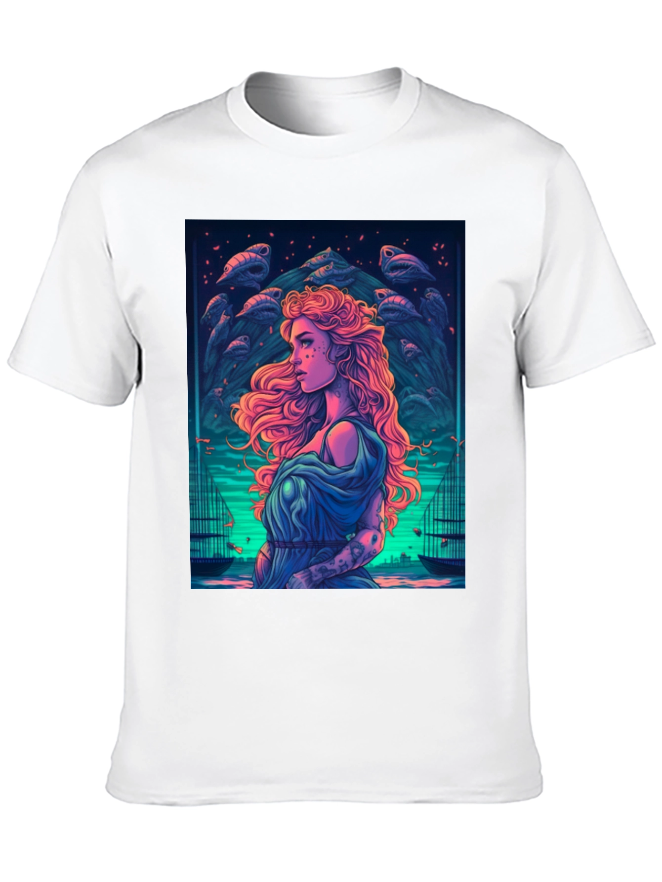 Mystic Sea Maiden Graphic T-Shirt - Black