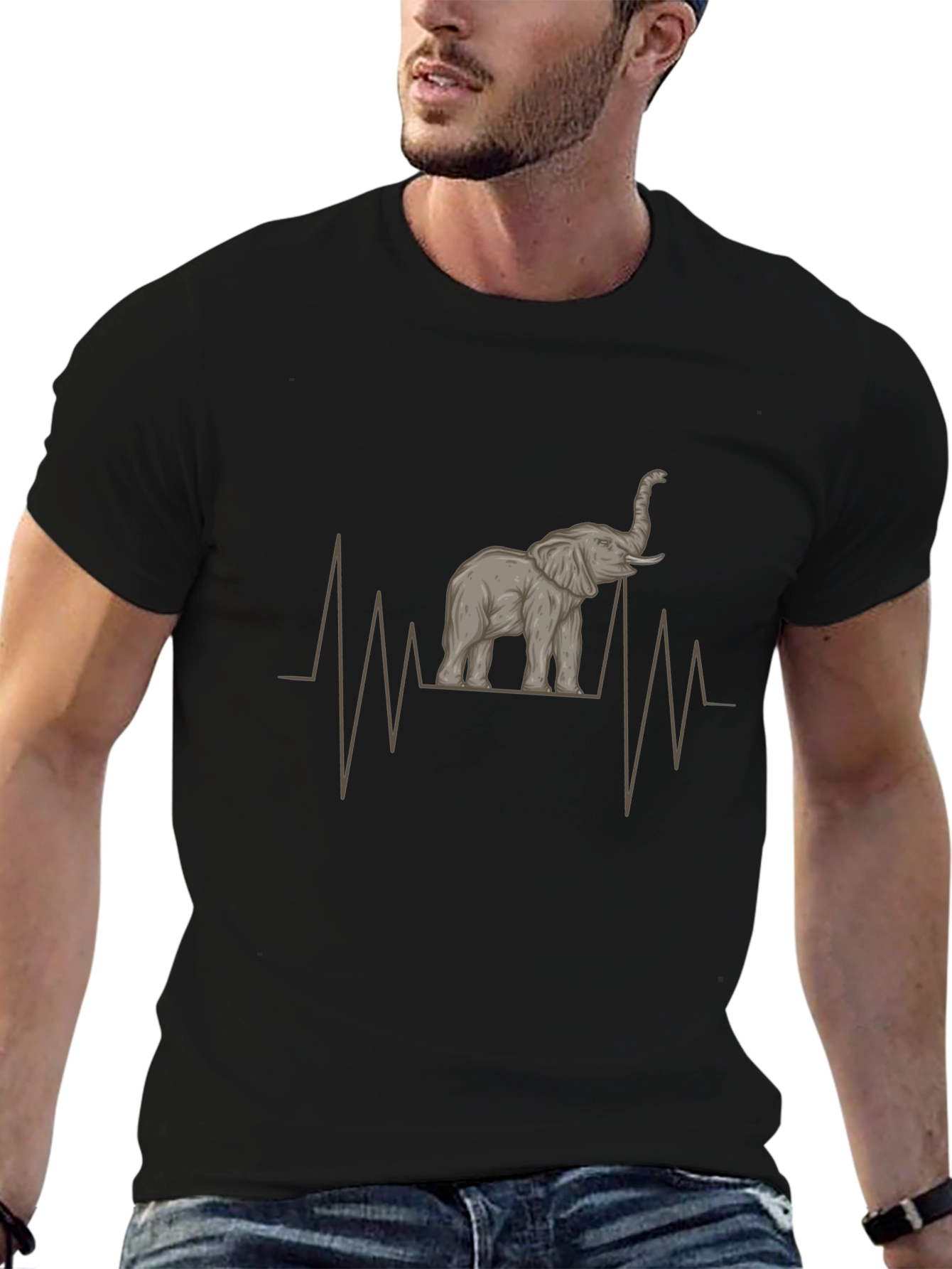 Elephant Heartbeat Graphic Tee - Stylish Mens Shirt