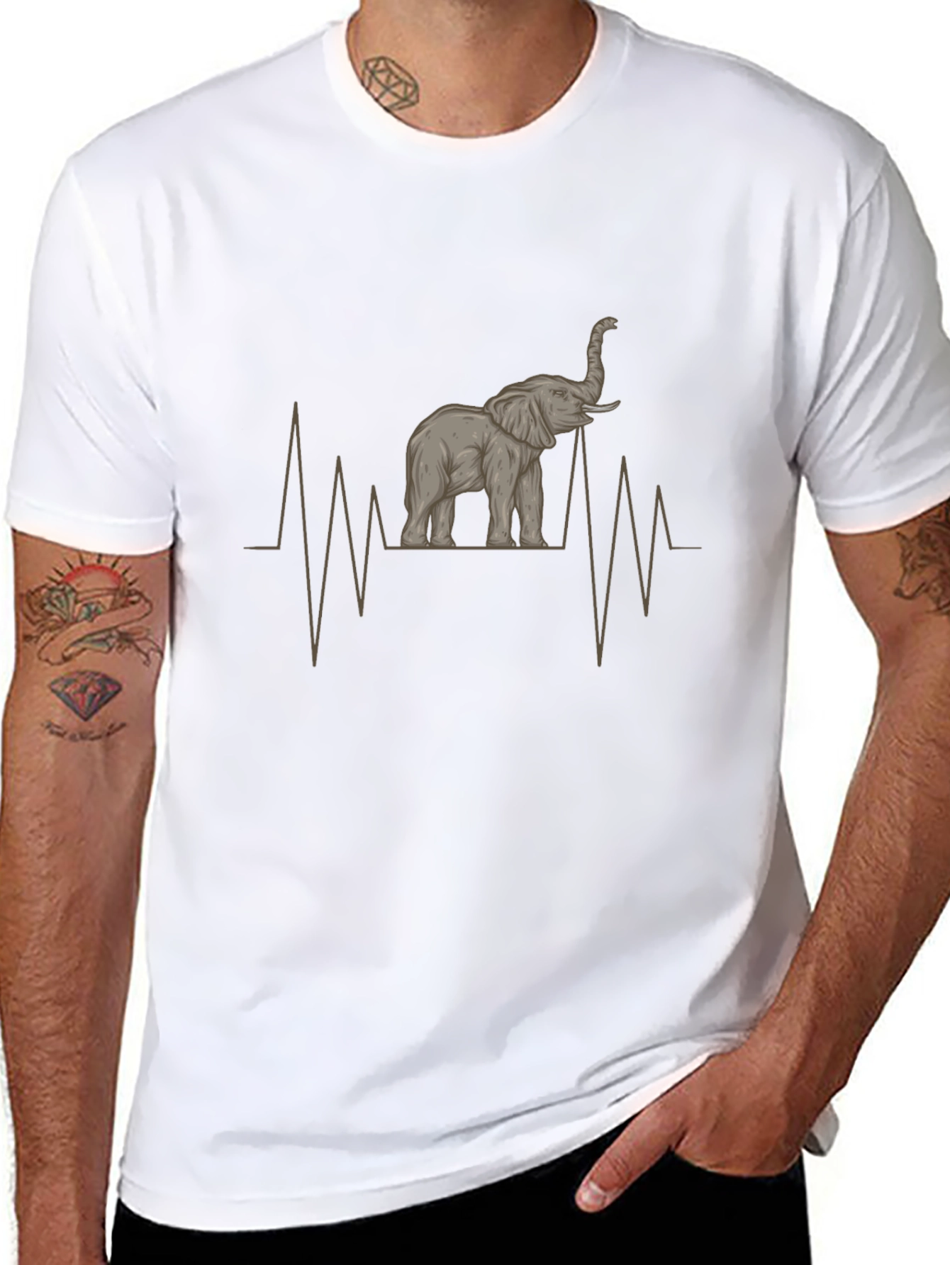 Elephant Heartbeat Graphic Tee - Stylish Mens Shirt