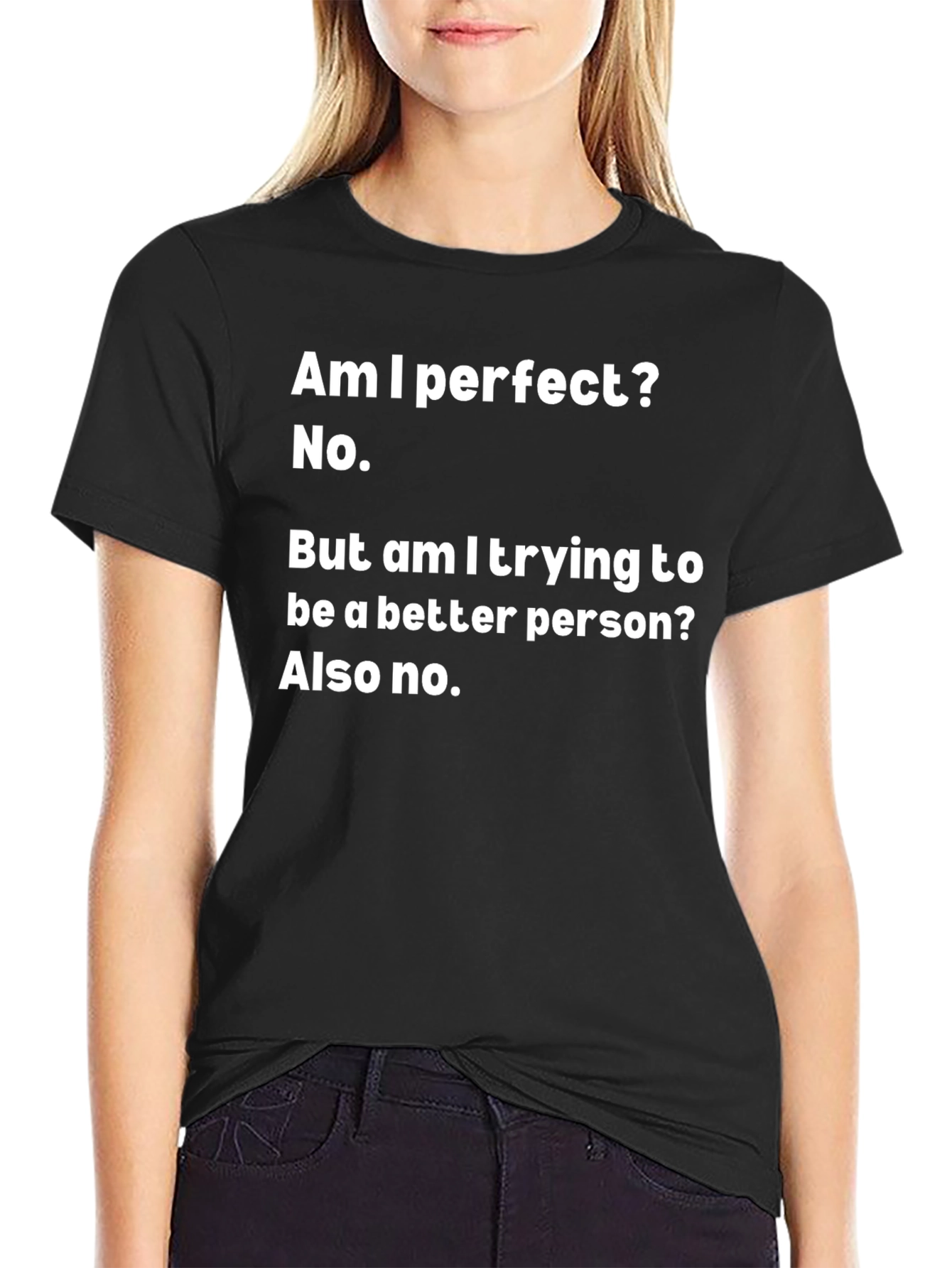 Humorous Graphic Tee: Imperfect & Proud Black T-Shirt