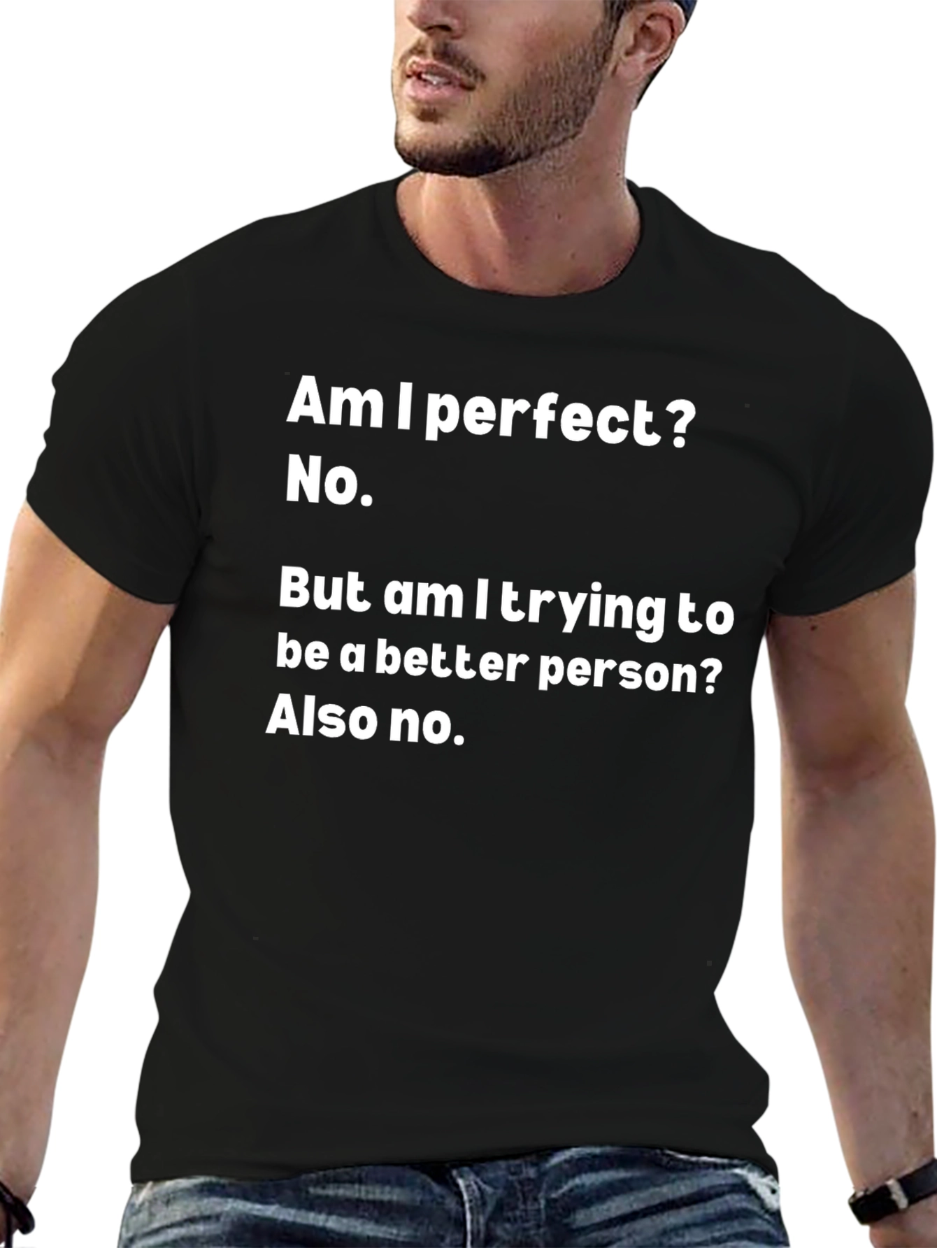 Humorous Graphic Tee: Imperfect & Proud Black T-Shirt