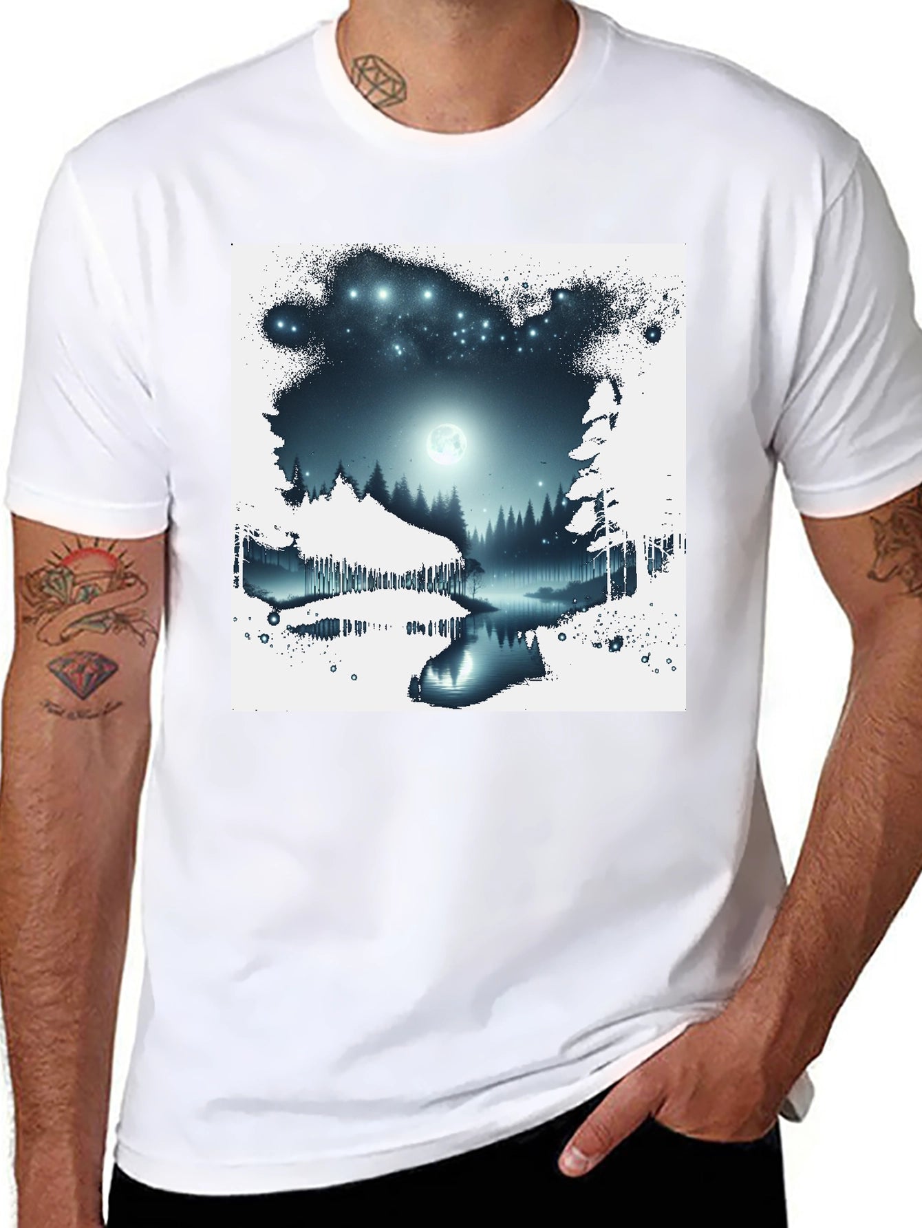 Moonlit Forest Graphic Tee - Black
