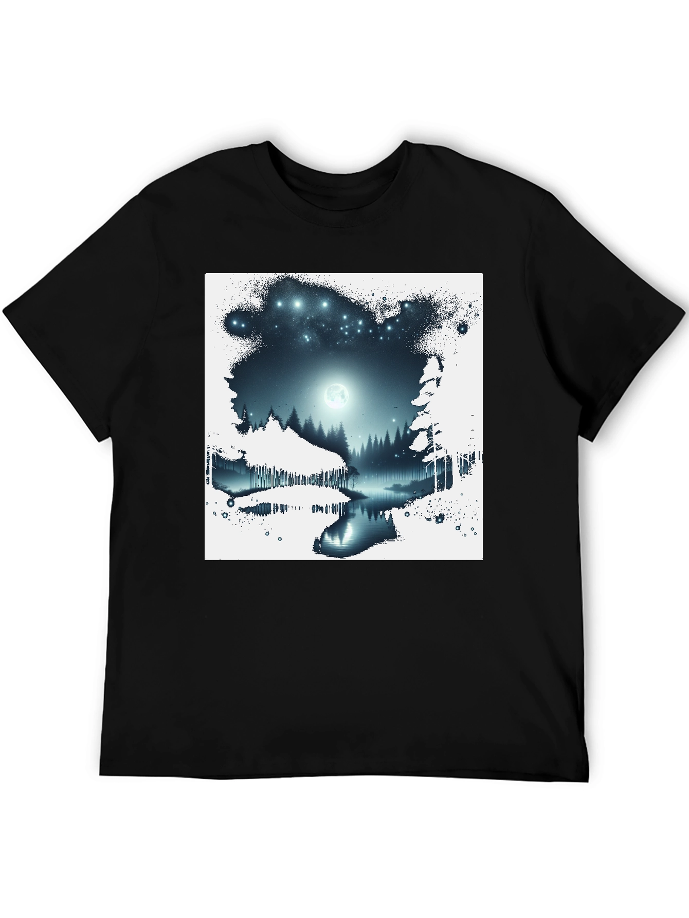 Moonlit Forest Graphic Tee - Black
