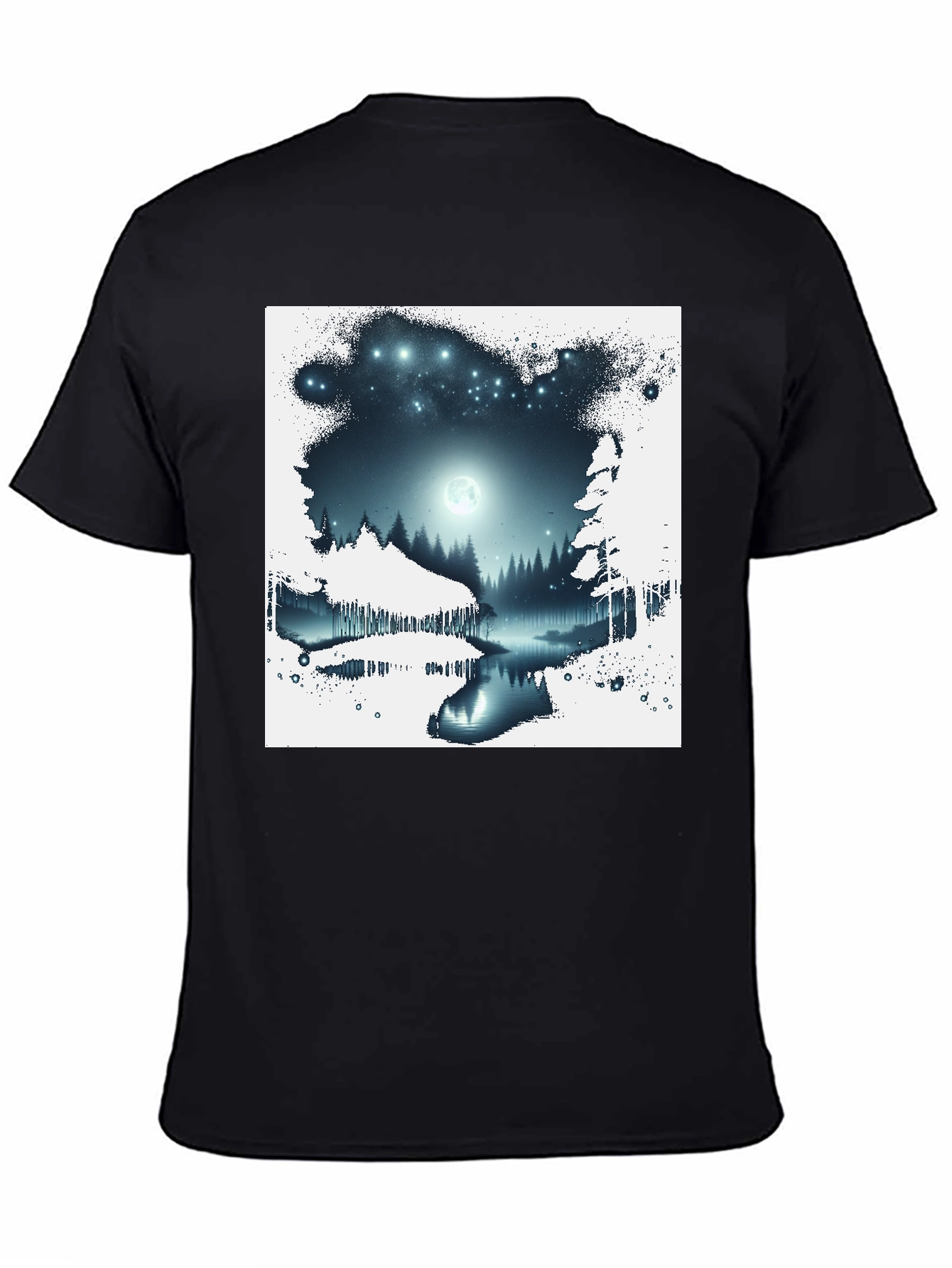 Moonlit Forest Graphic Tee - Black