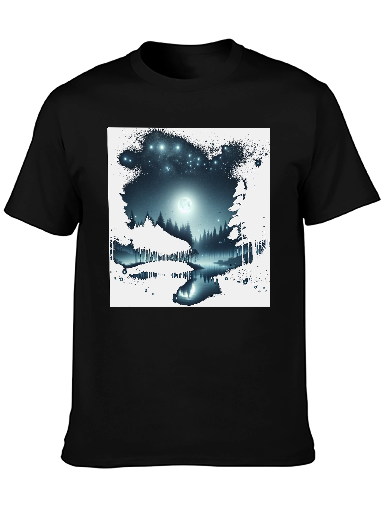 Moonlit Forest Graphic Tee - Black