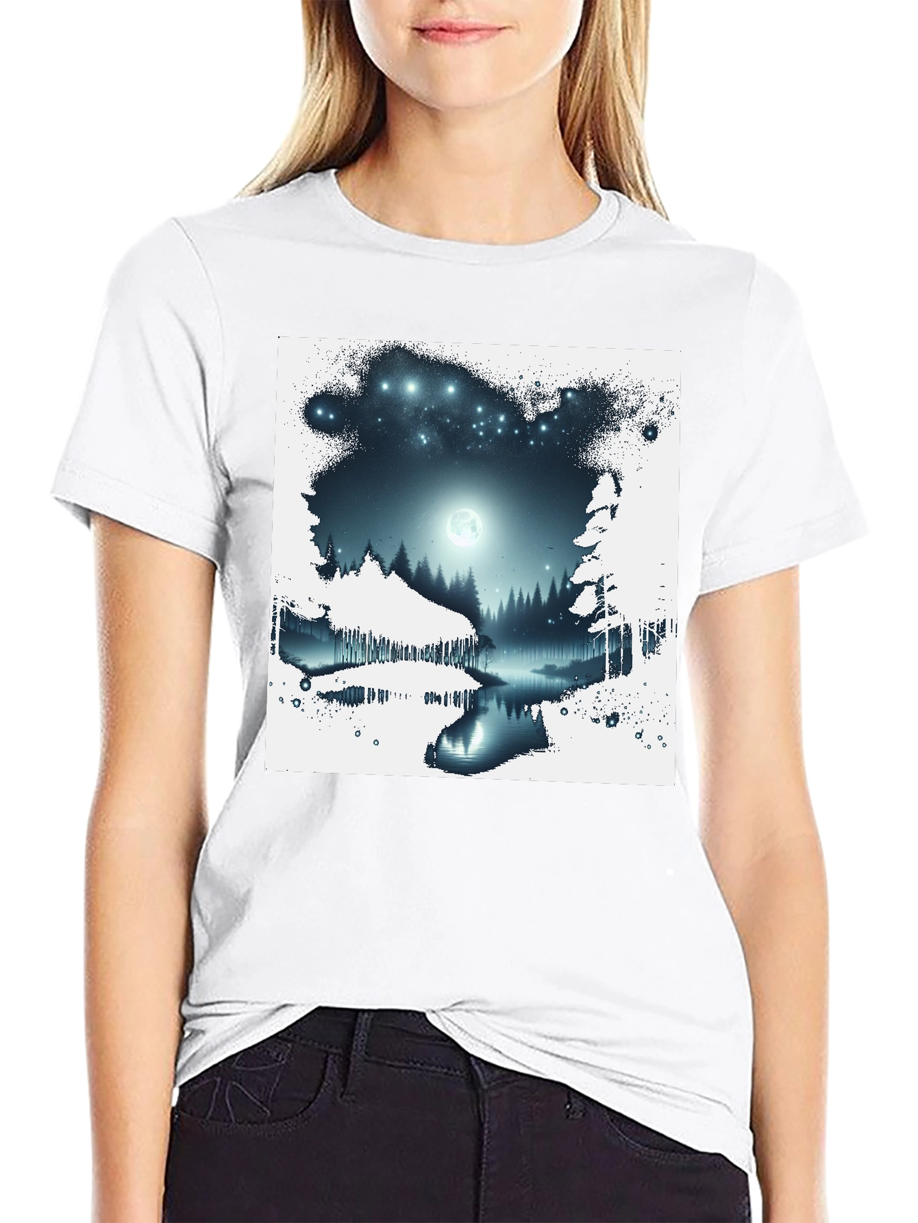 Moonlit Forest Graphic Tee - Black
