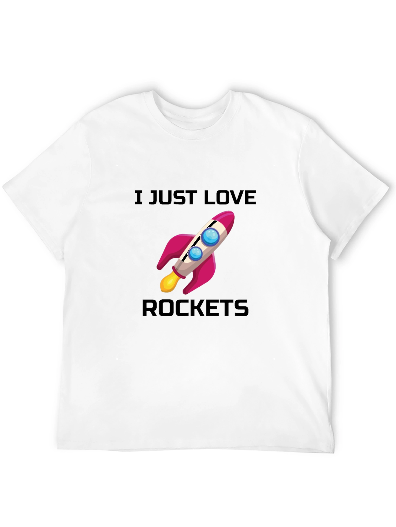 I Love Rockets Graphic T-Shirt - Black Casual Tee
