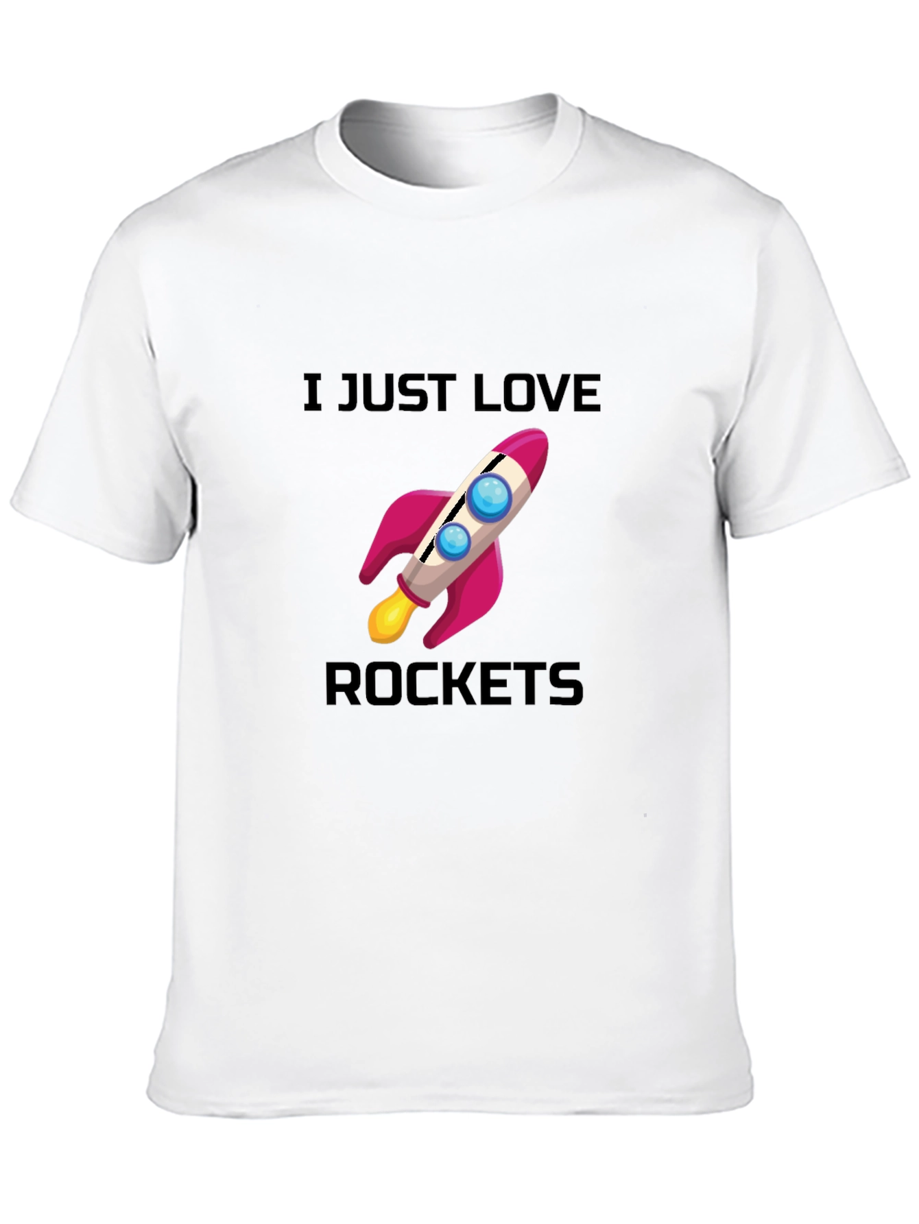 I Love Rockets Graphic T-Shirt - Black Casual Tee