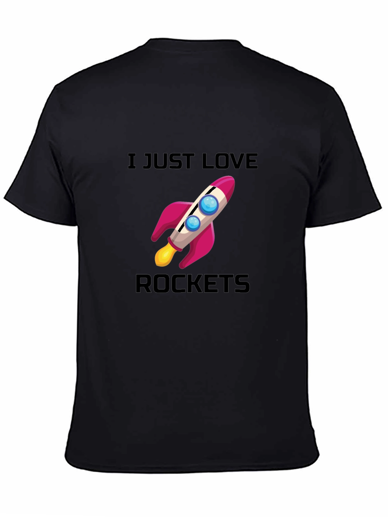 I Love Rockets Graphic T-Shirt - Black Casual Tee