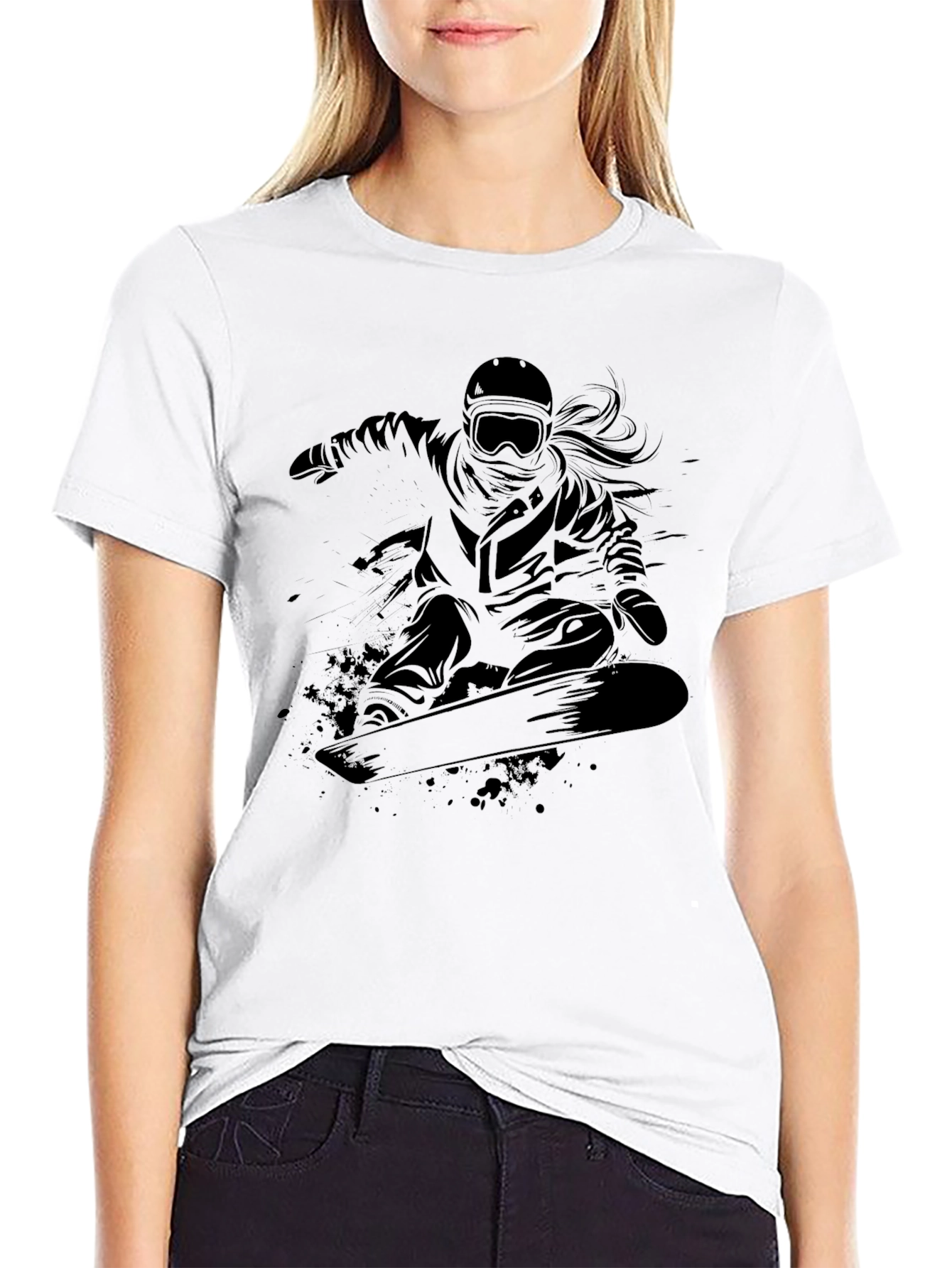 Snowboarder Graphic Tee - Cool Black T-Shirt