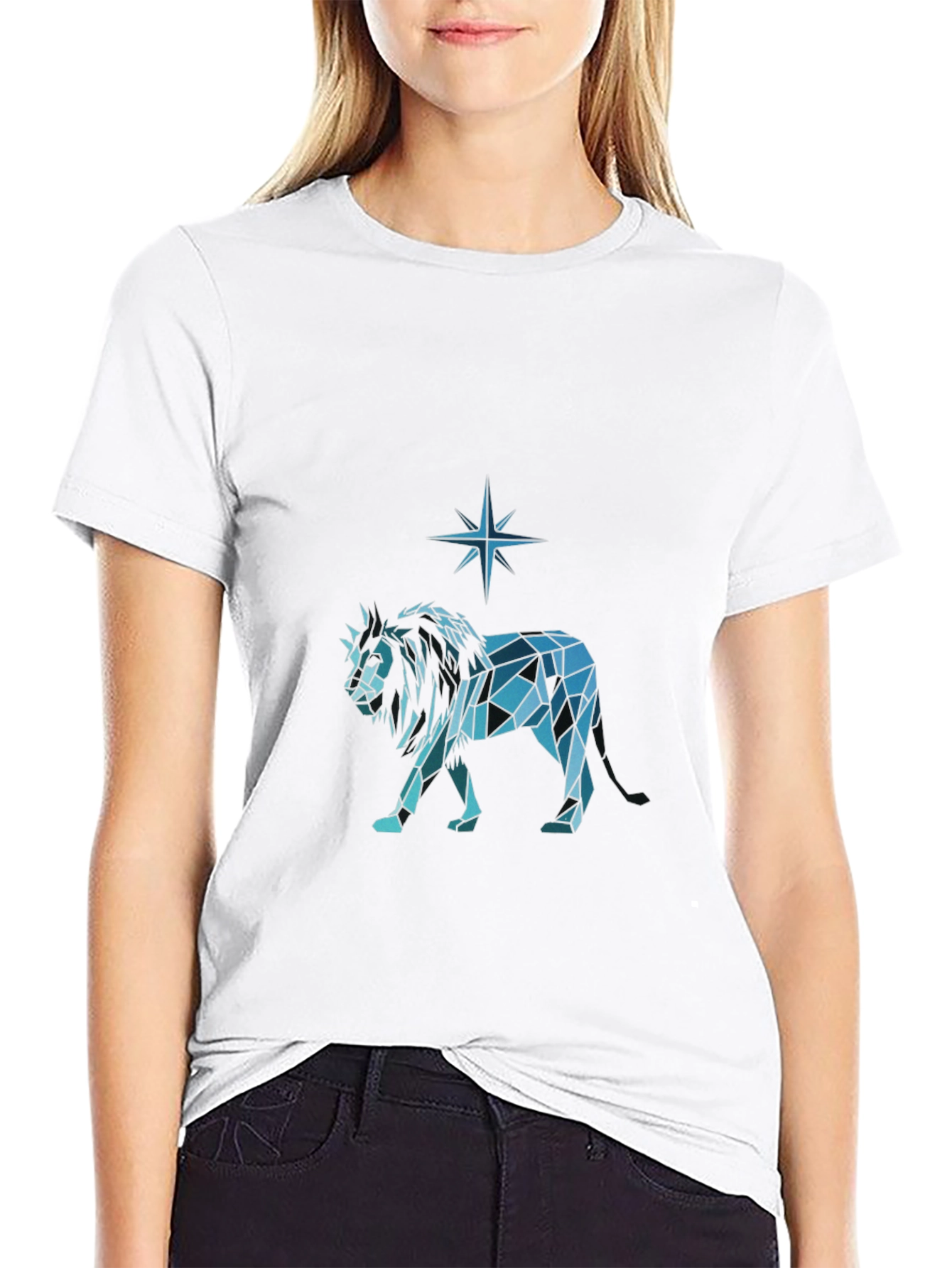 Geometric Lion Graphic Tee - Modern Style