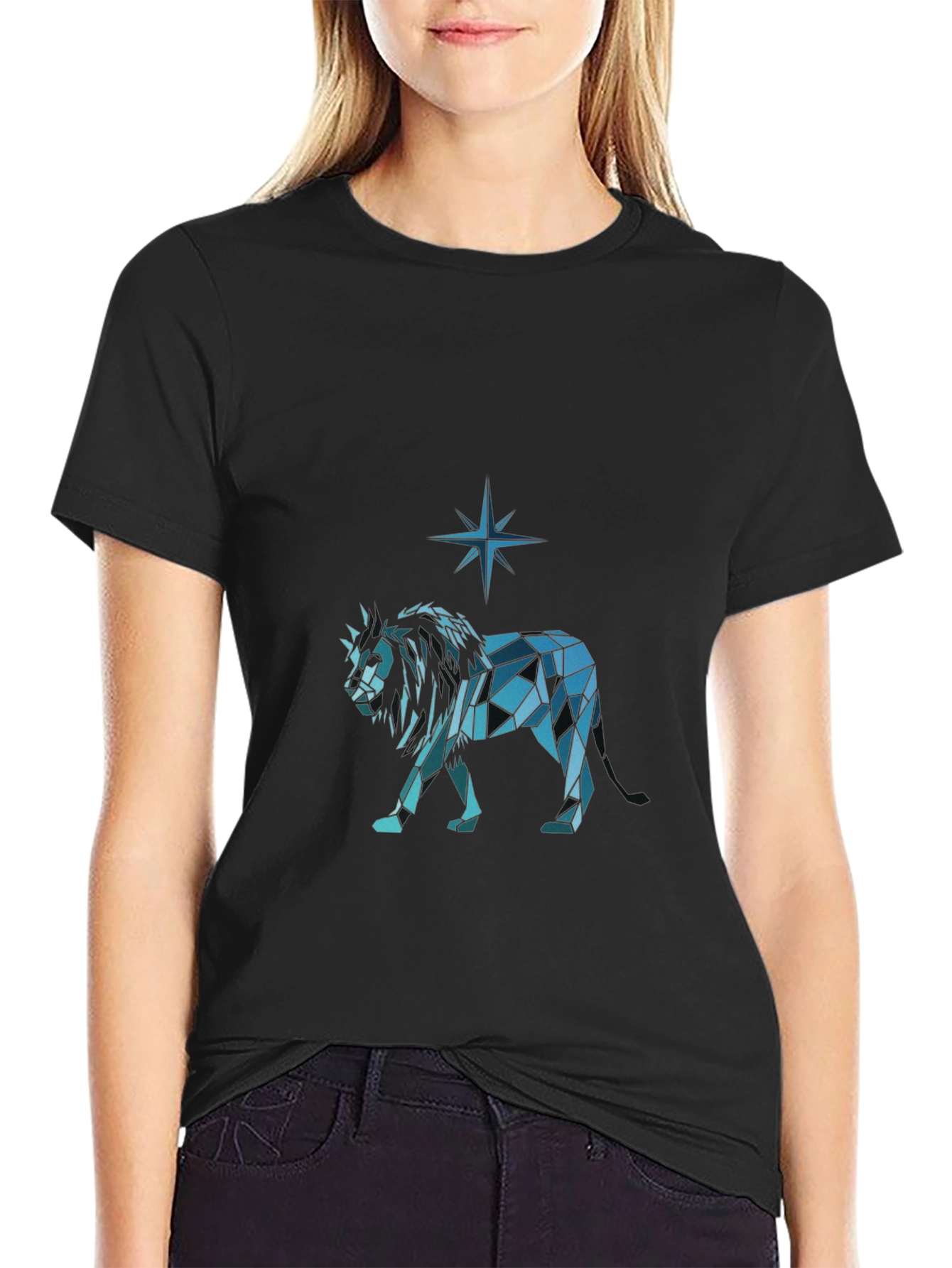 Geometric Lion Graphic Tee - Modern Style