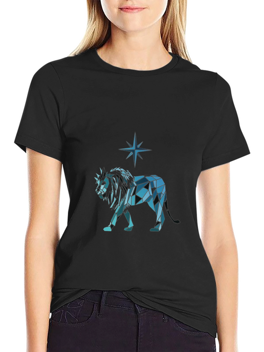 Geometric Lion Graphic Tee - Modern Style