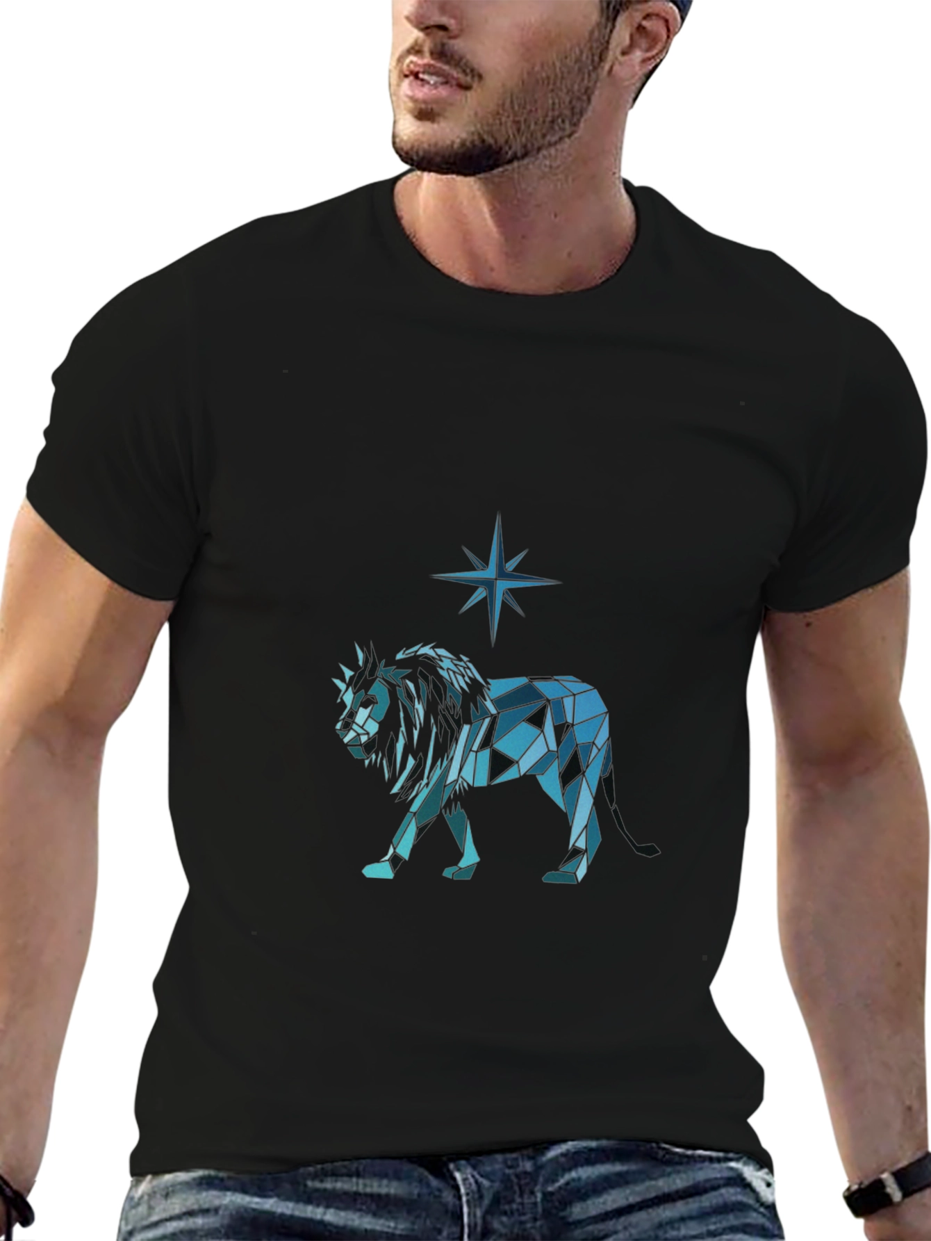 Geometric Lion Graphic Tee - Modern Style