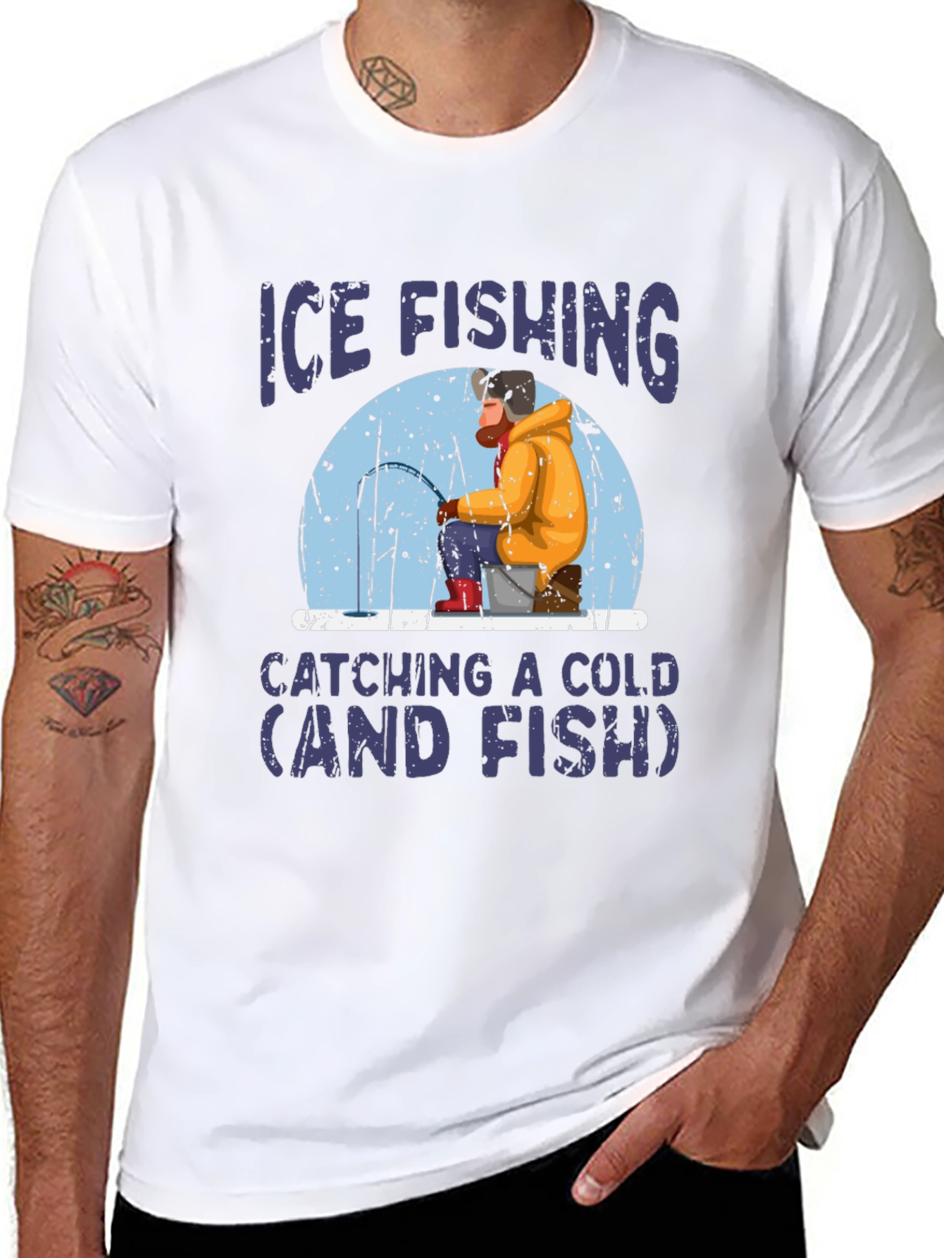 Ice Fishing Catching a Cold Graphic T-Shirt