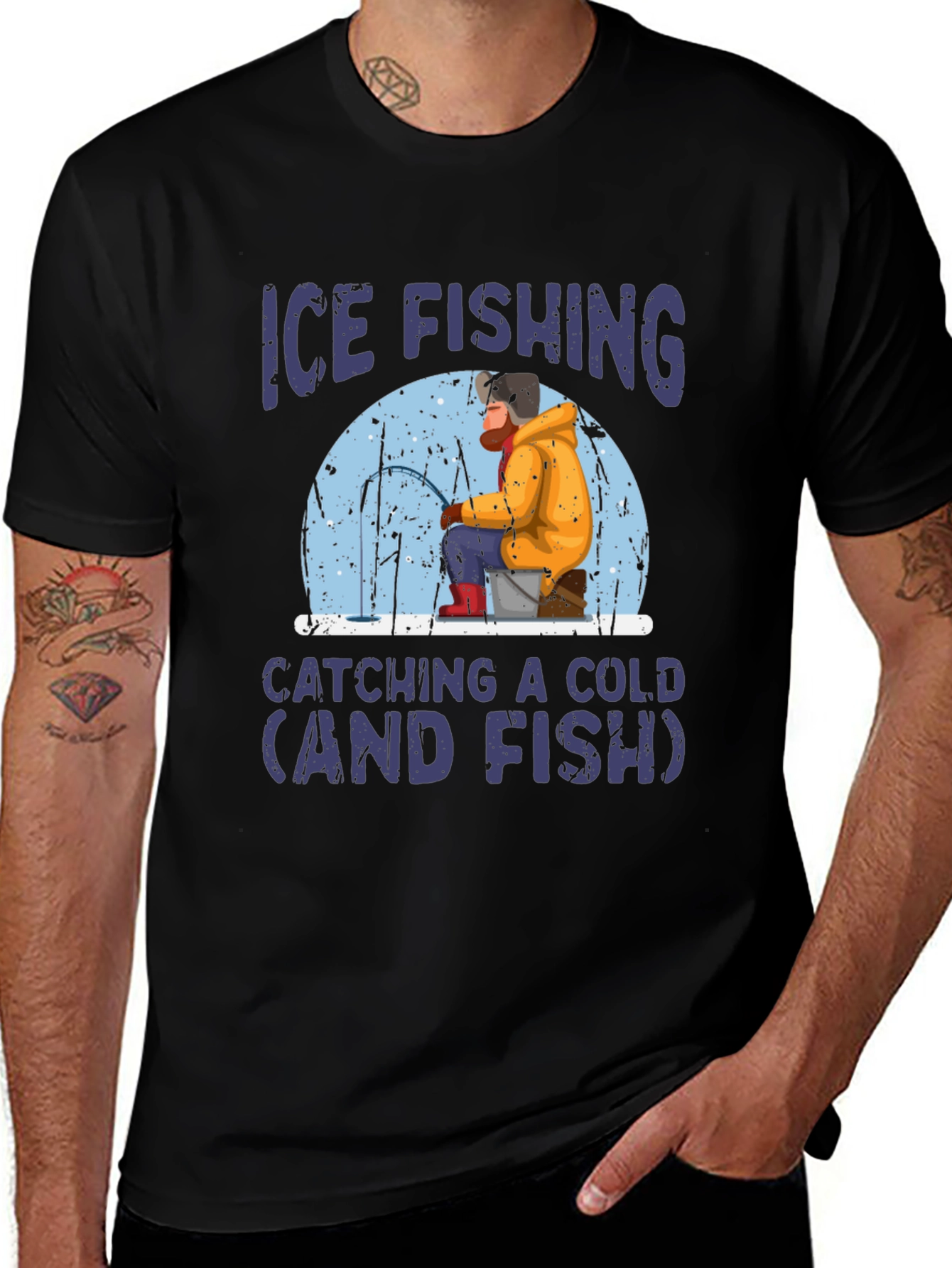 Ice Fishing Catching a Cold Graphic T-Shirt