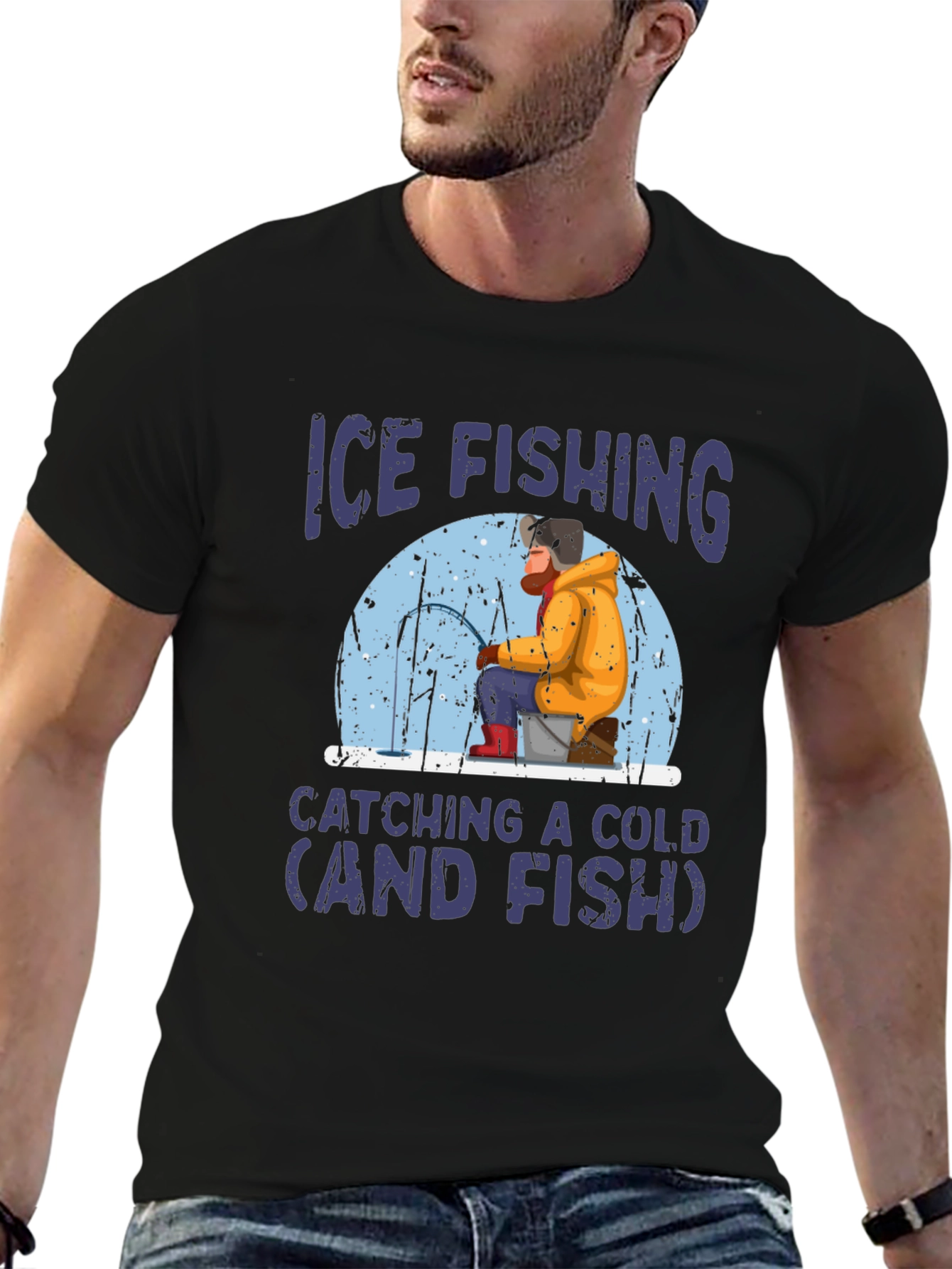 Ice Fishing Catching a Cold Graphic T-Shirt